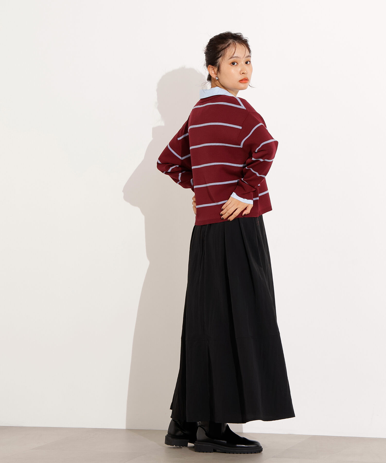  「シャツレイヤード風ニット」|ニット・セーター|