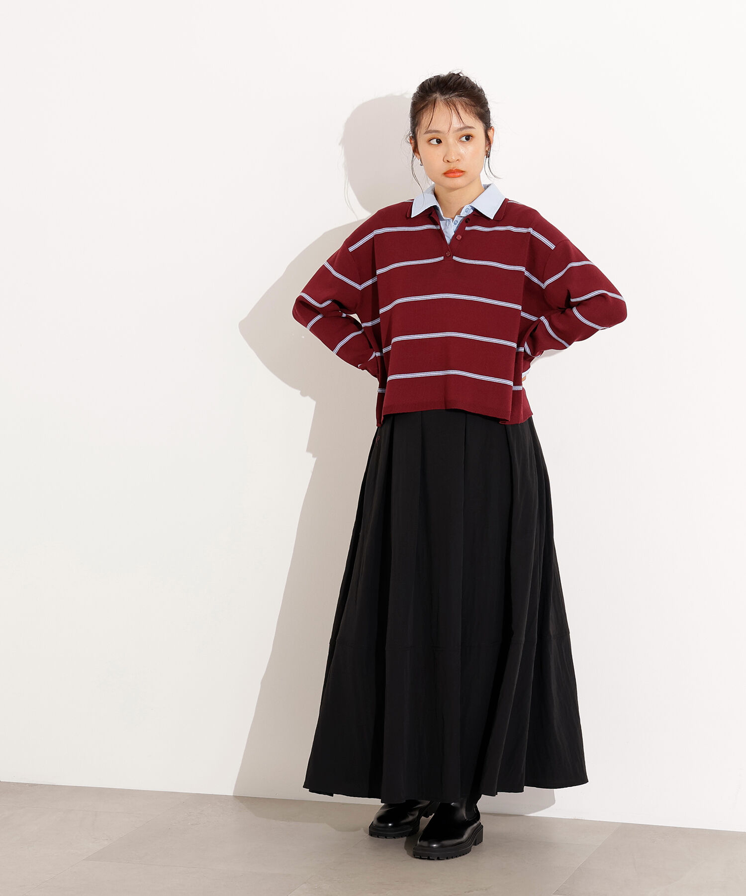  「シャツレイヤード風ニット」|ニット・セーター|