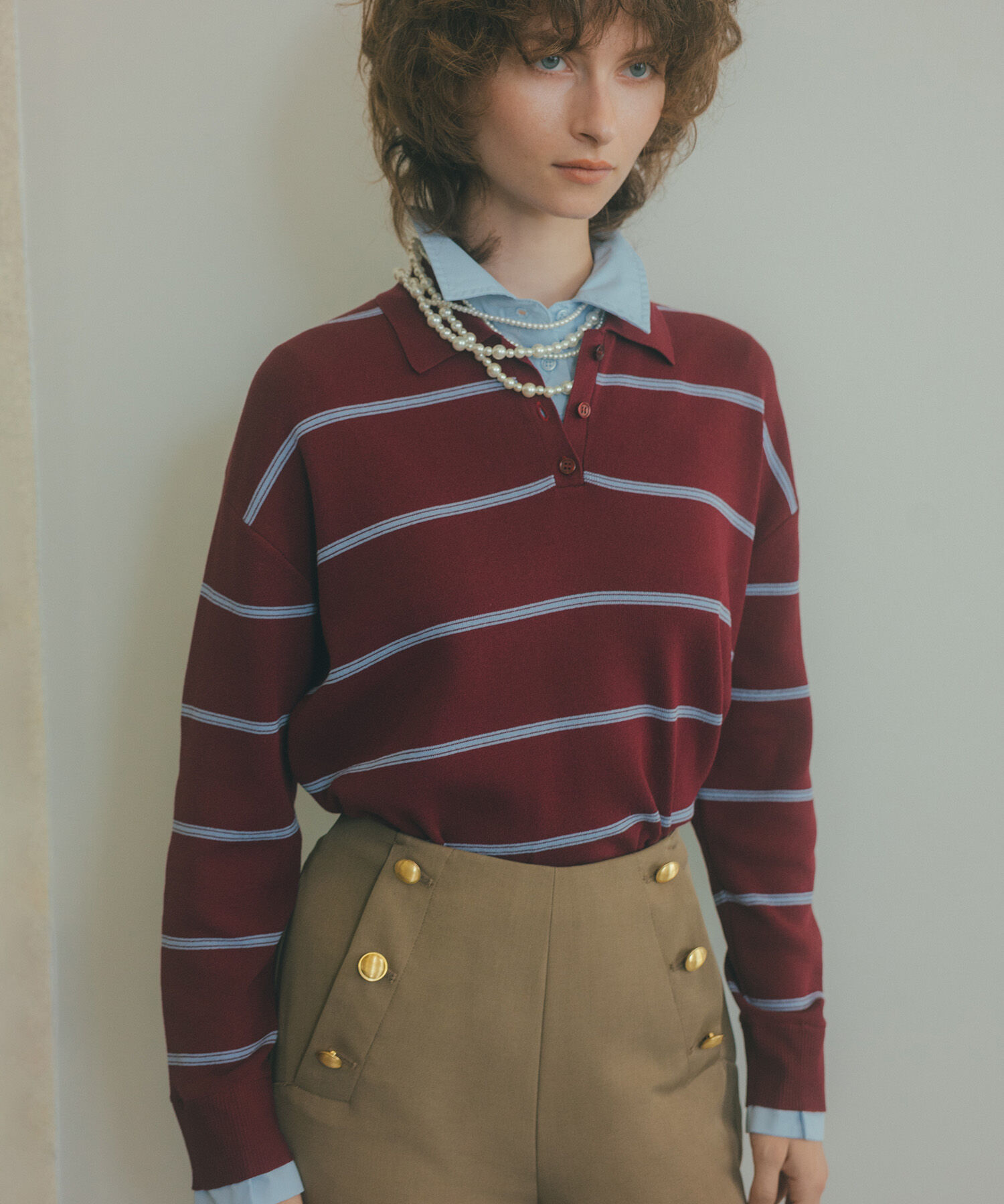  「シャツレイヤード風ニット」|ニット・セーター|