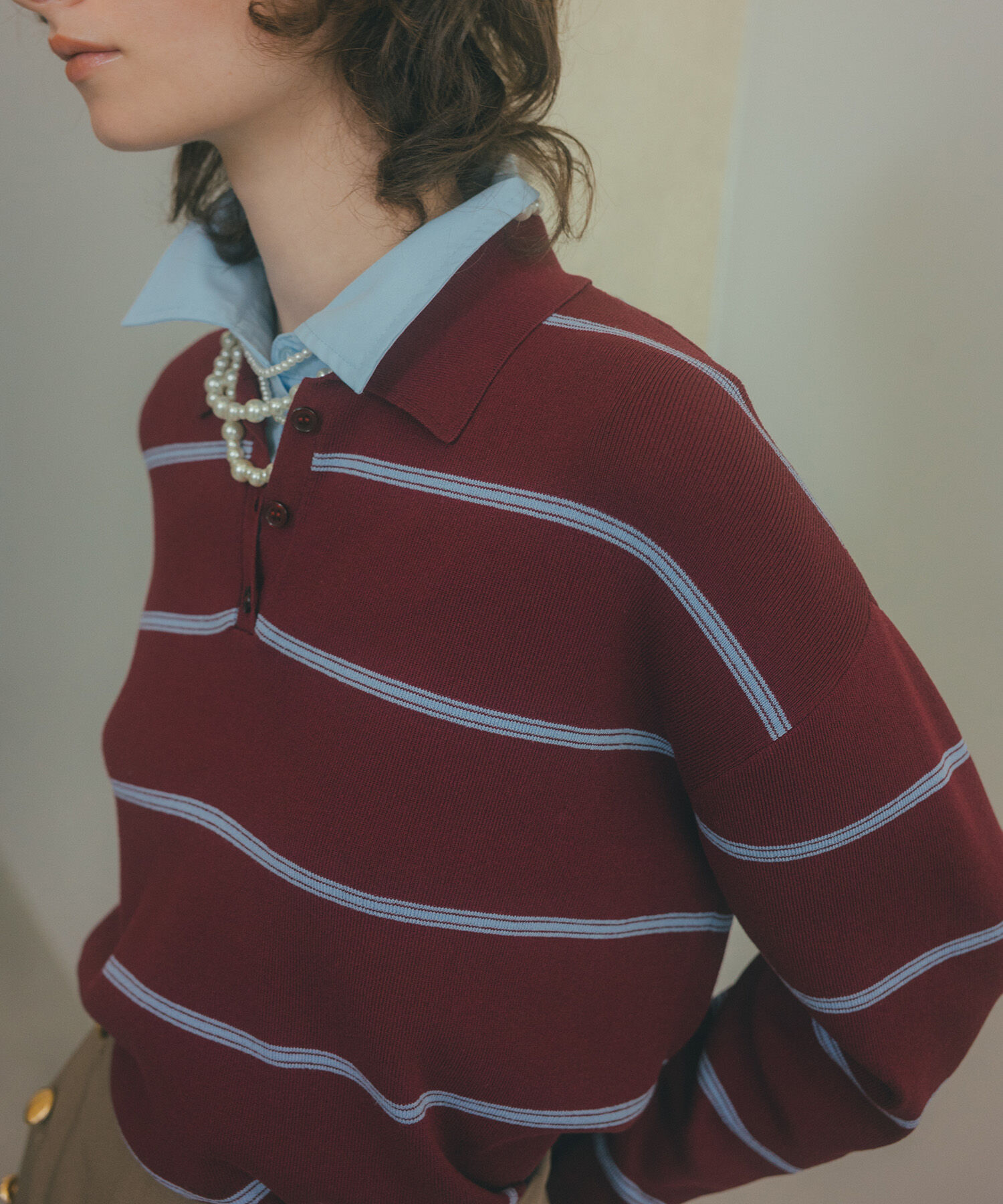  「シャツレイヤード風ニット」|ニット・セーター|