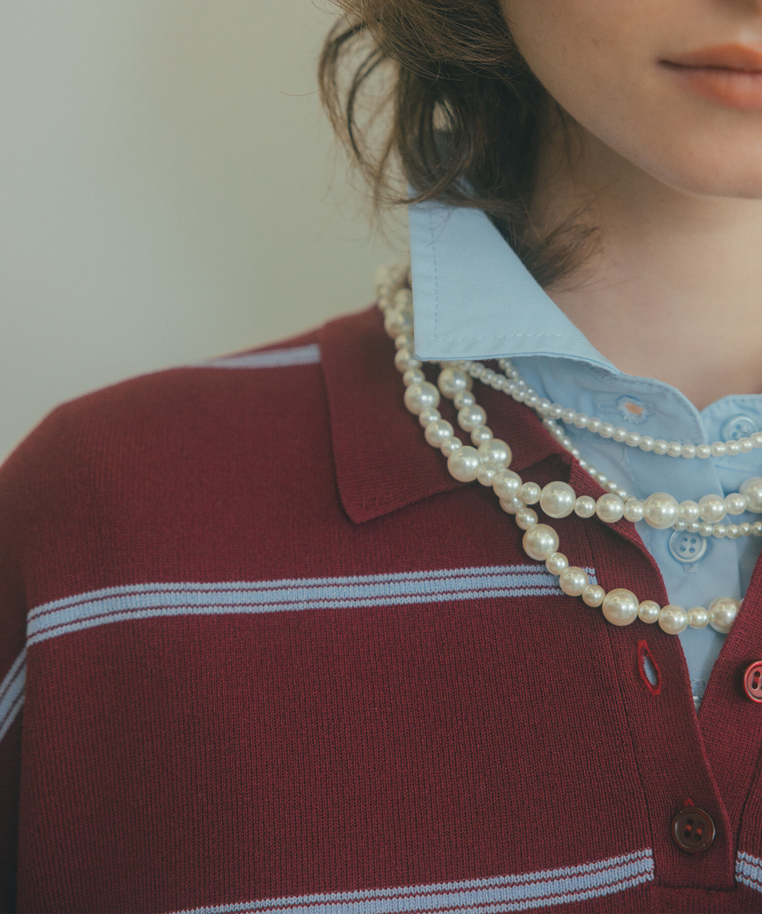  「シャツレイヤード風ニット」|ニット・セーター|