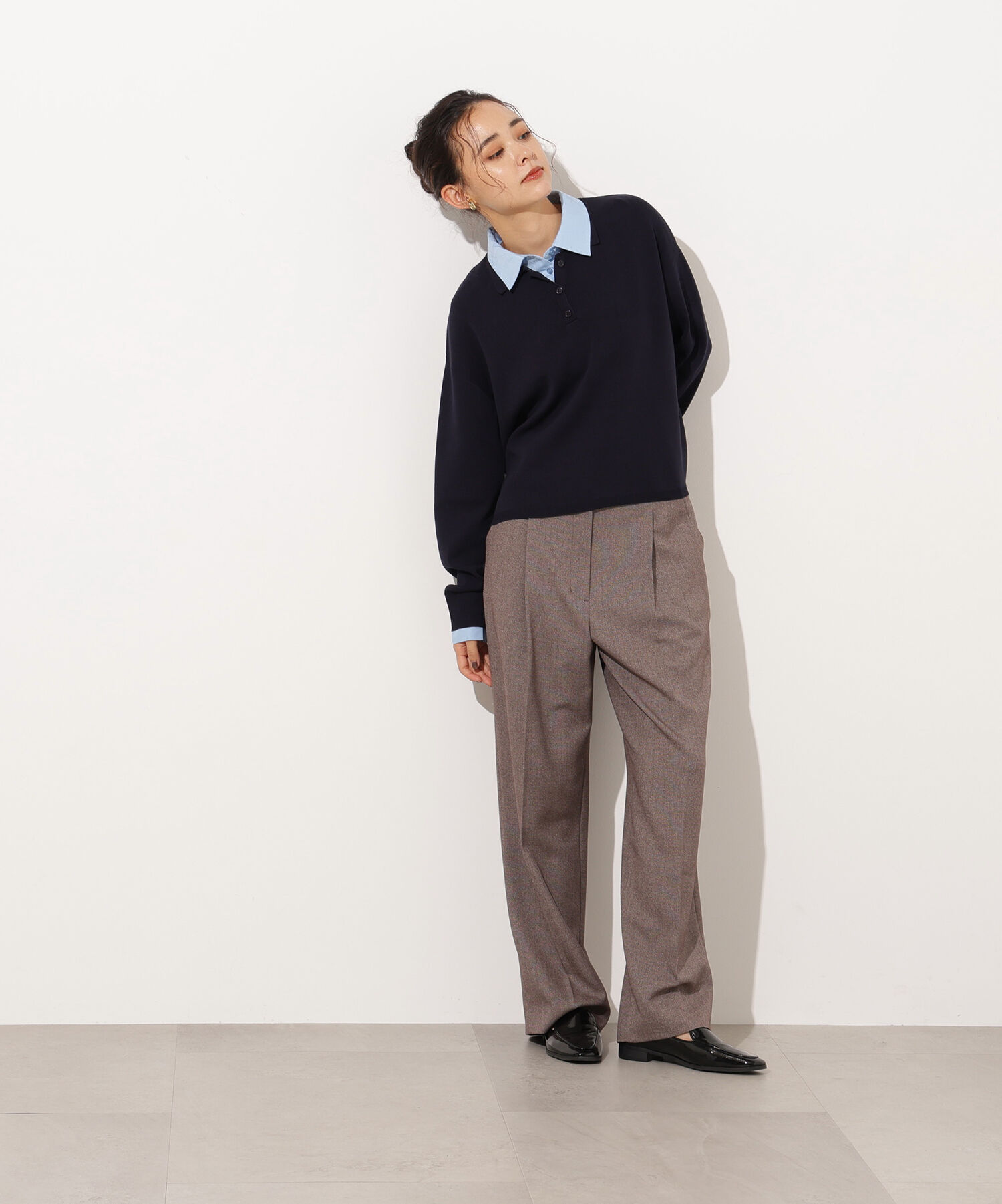  「シャツレイヤード風ニット」|ニット・セーター|