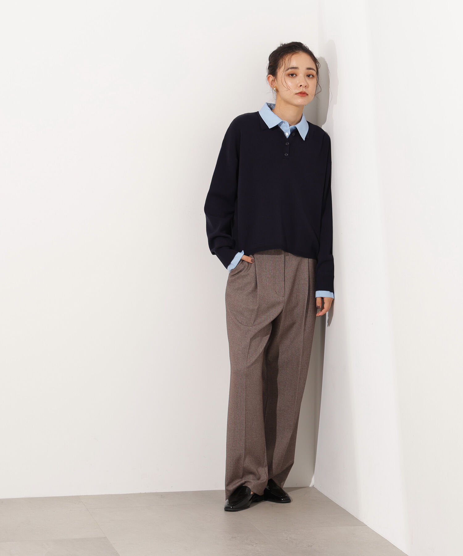  「シャツレイヤード風ニット」|ニット・セーター|