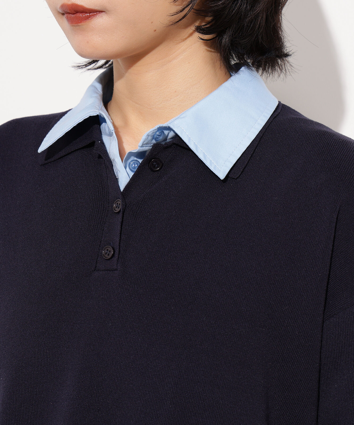  「シャツレイヤード風ニット」|ニット・セーター|