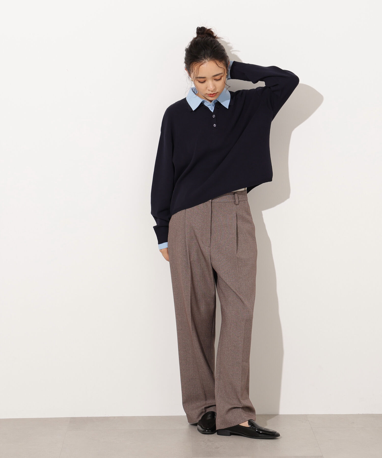  「シャツレイヤード風ニット」|ニット・セーター|