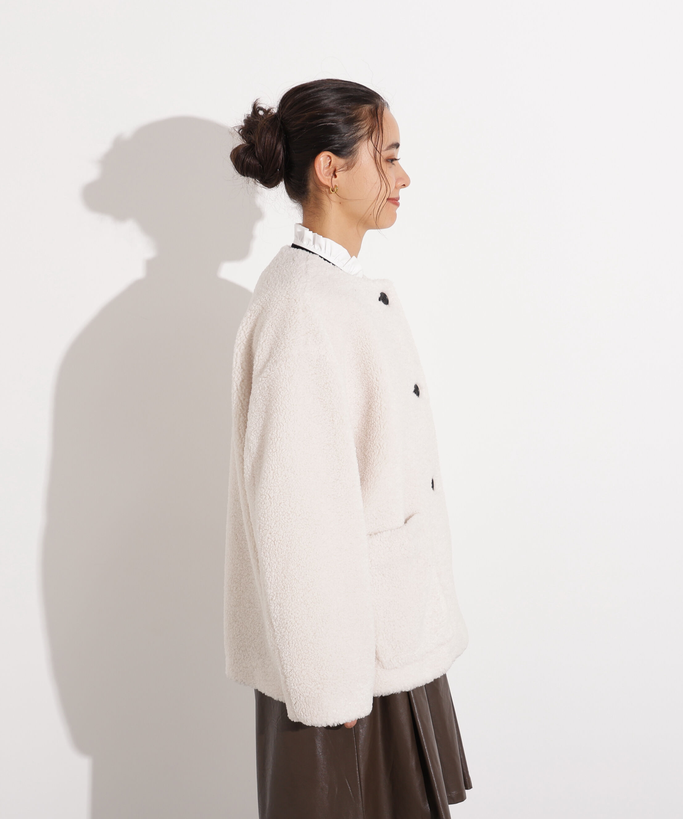  「ノーカラーボアブルゾン」|ブルゾン・スタジャン|