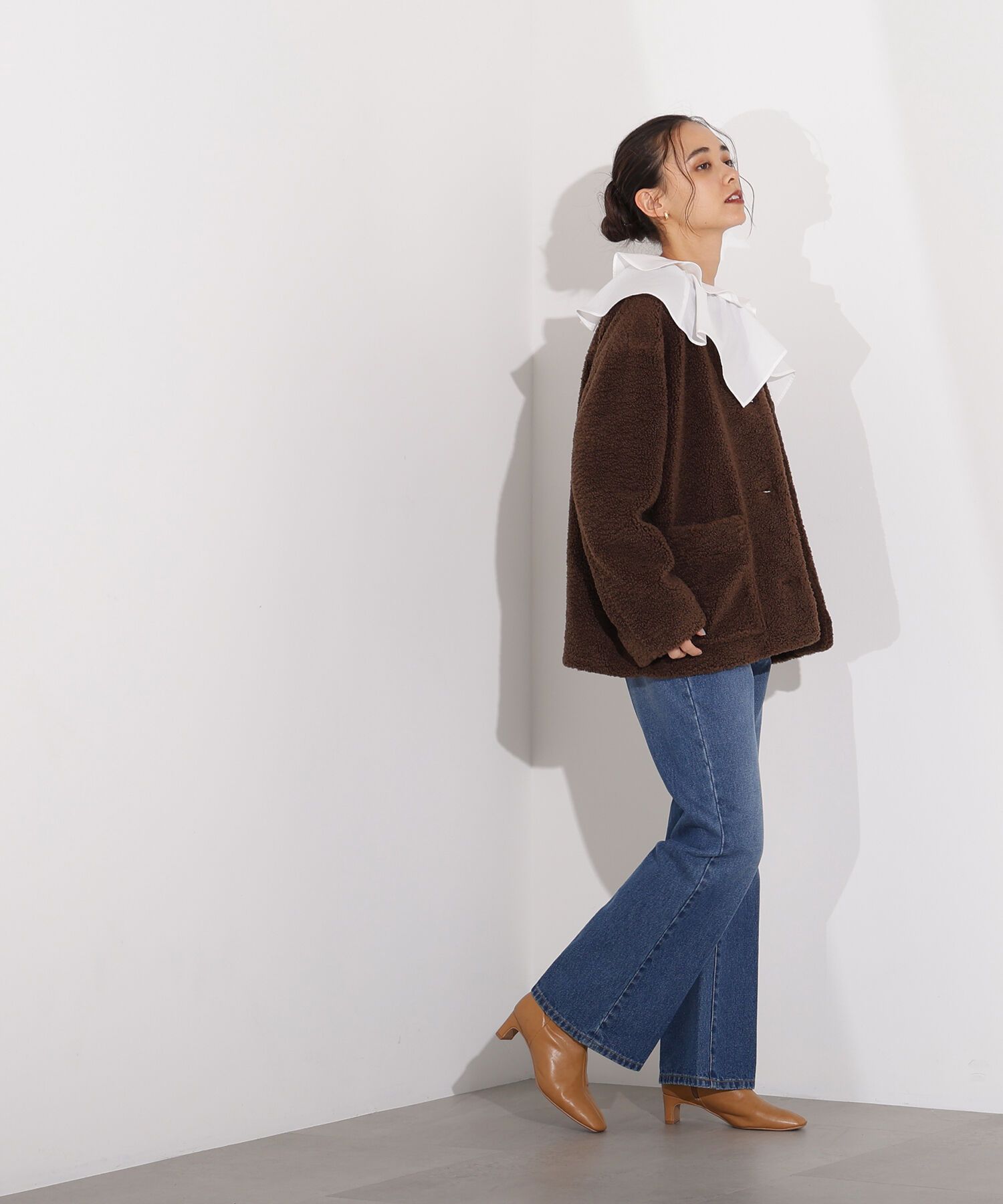  「ノーカラーボアブルゾン」|ブルゾン・スタジャン|