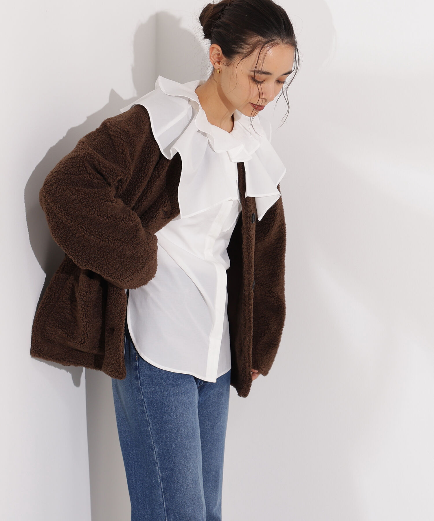  「ノーカラーボアブルゾン」|ブルゾン・スタジャン|