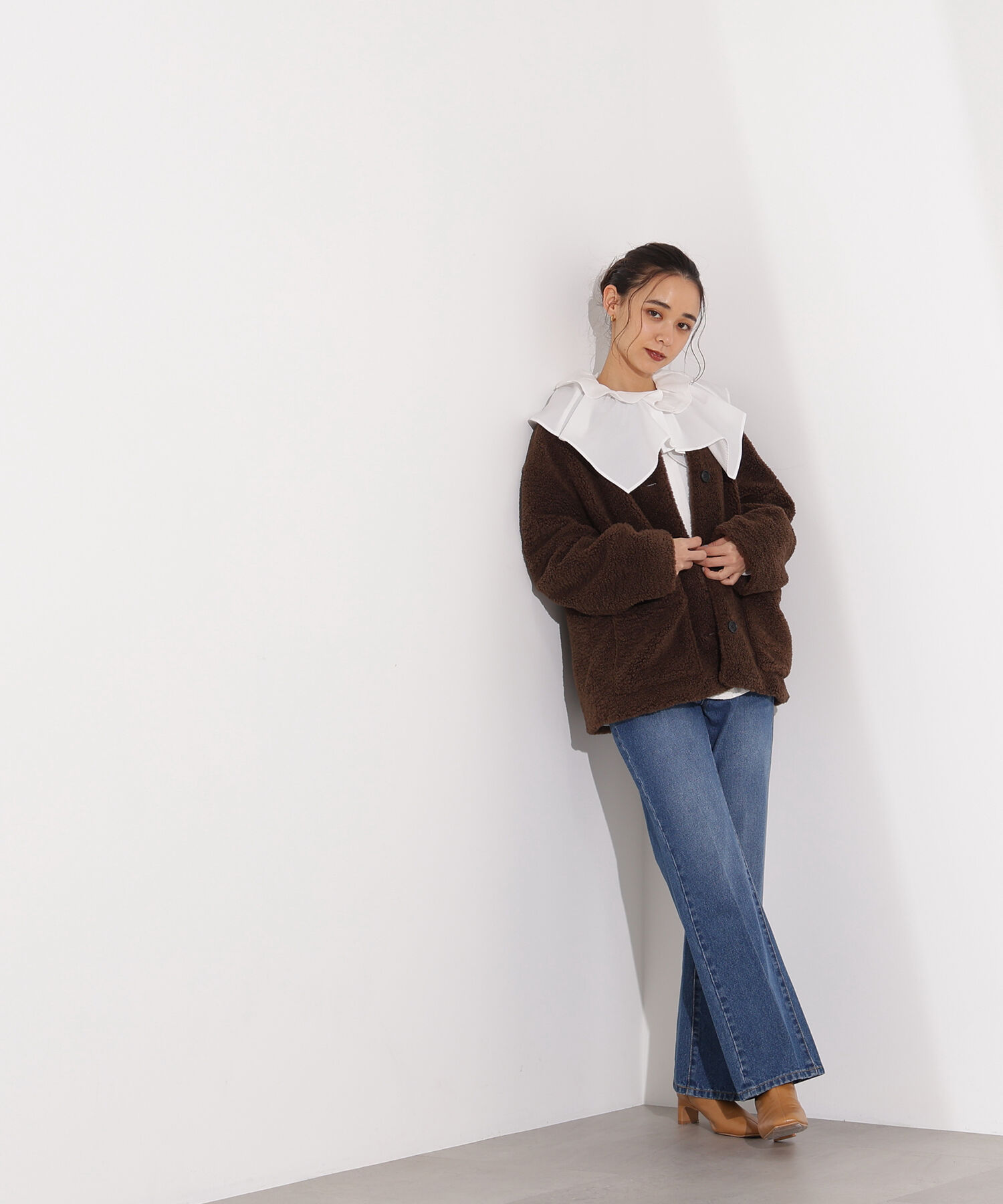  「ノーカラーボアブルゾン」|ブルゾン・スタジャン|