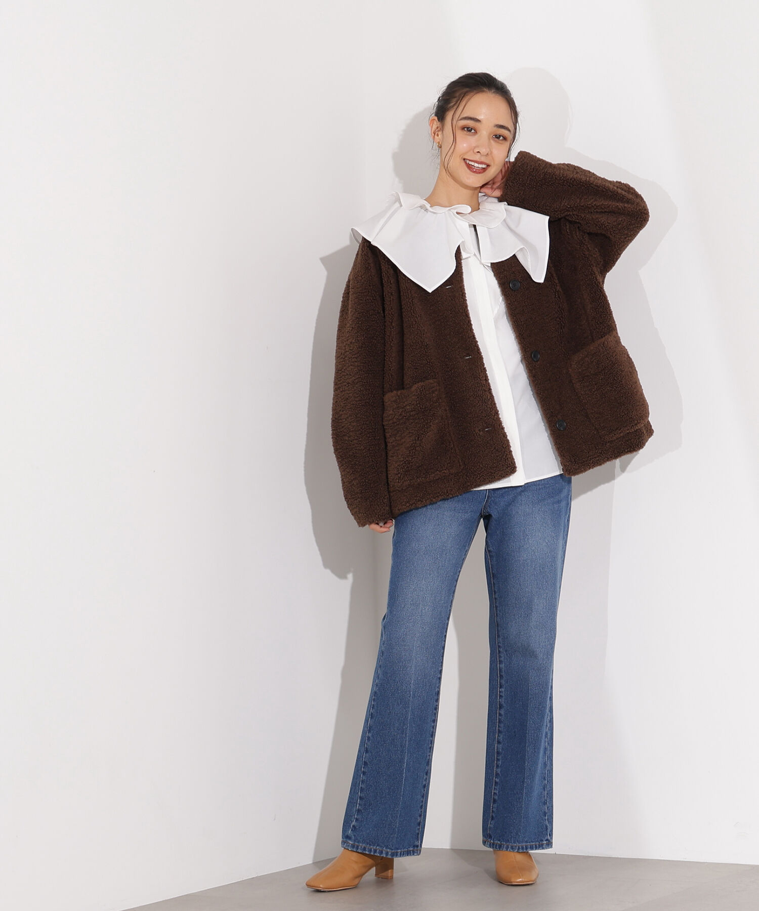  「ノーカラーボアブルゾン」|ブルゾン・スタジャン|