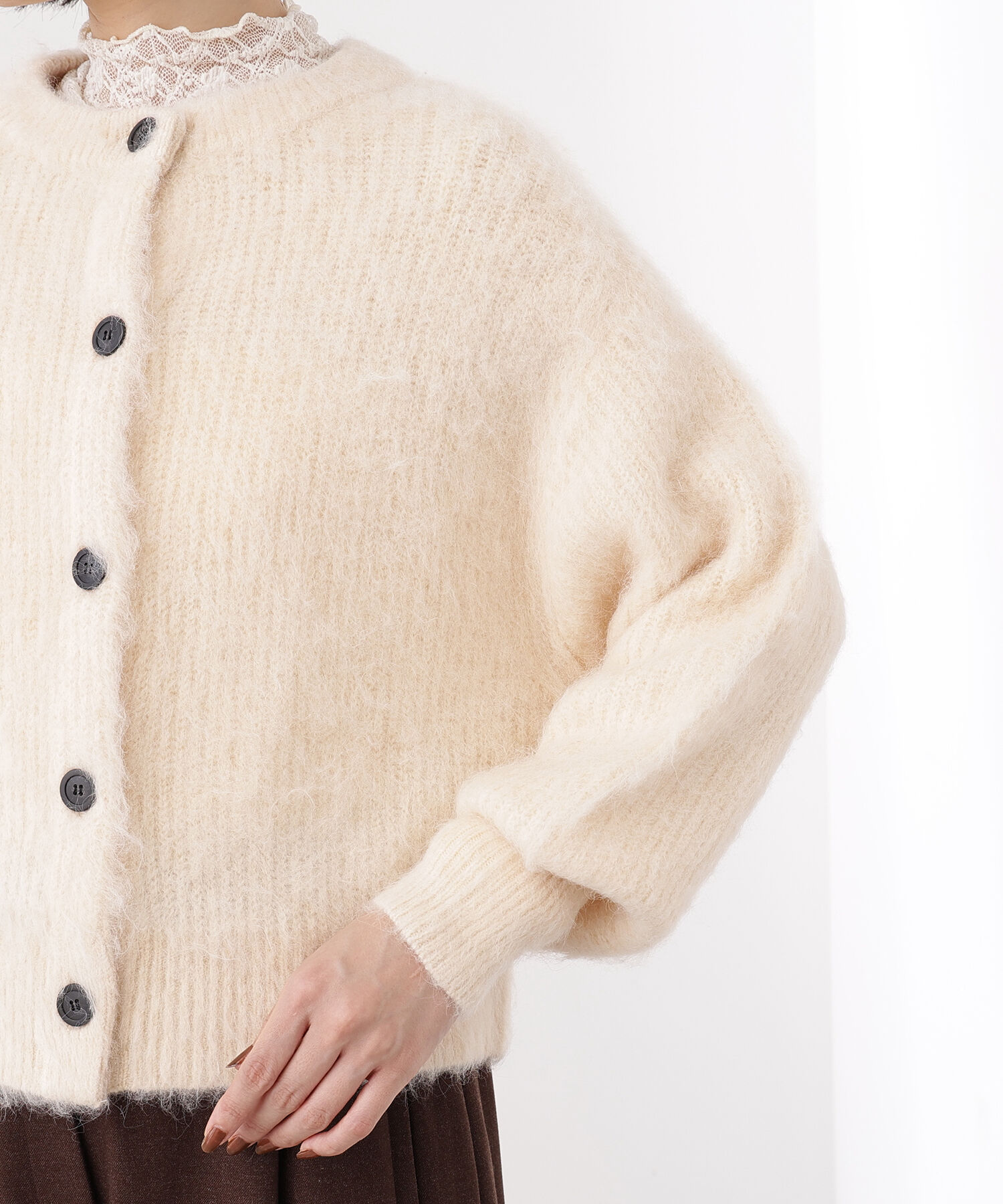  「クルーネックフェザーカーディガン」|ニット・セーター|