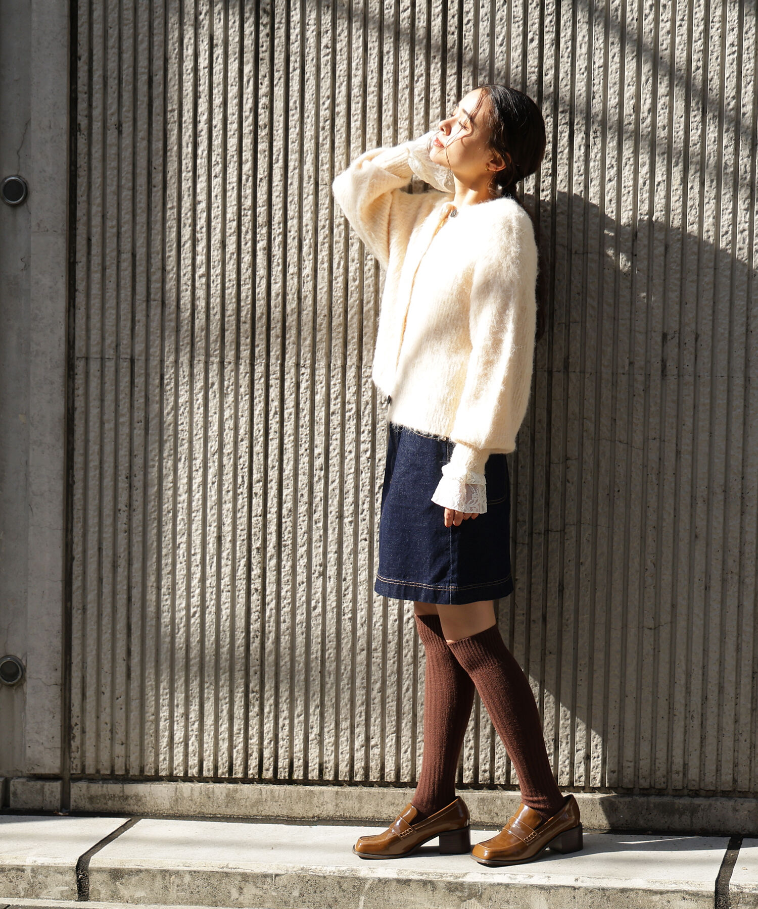  「クルーネックフェザーカーディガン」|ニット・セーター|