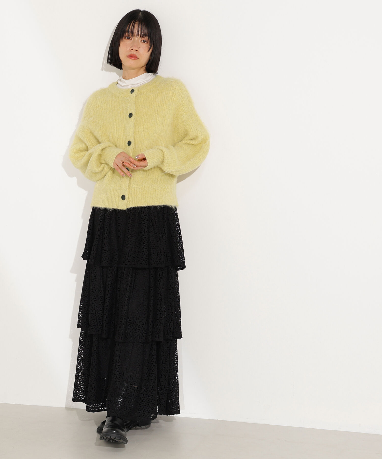  「クルーネックフェザーカーディガン」|ニット・セーター|