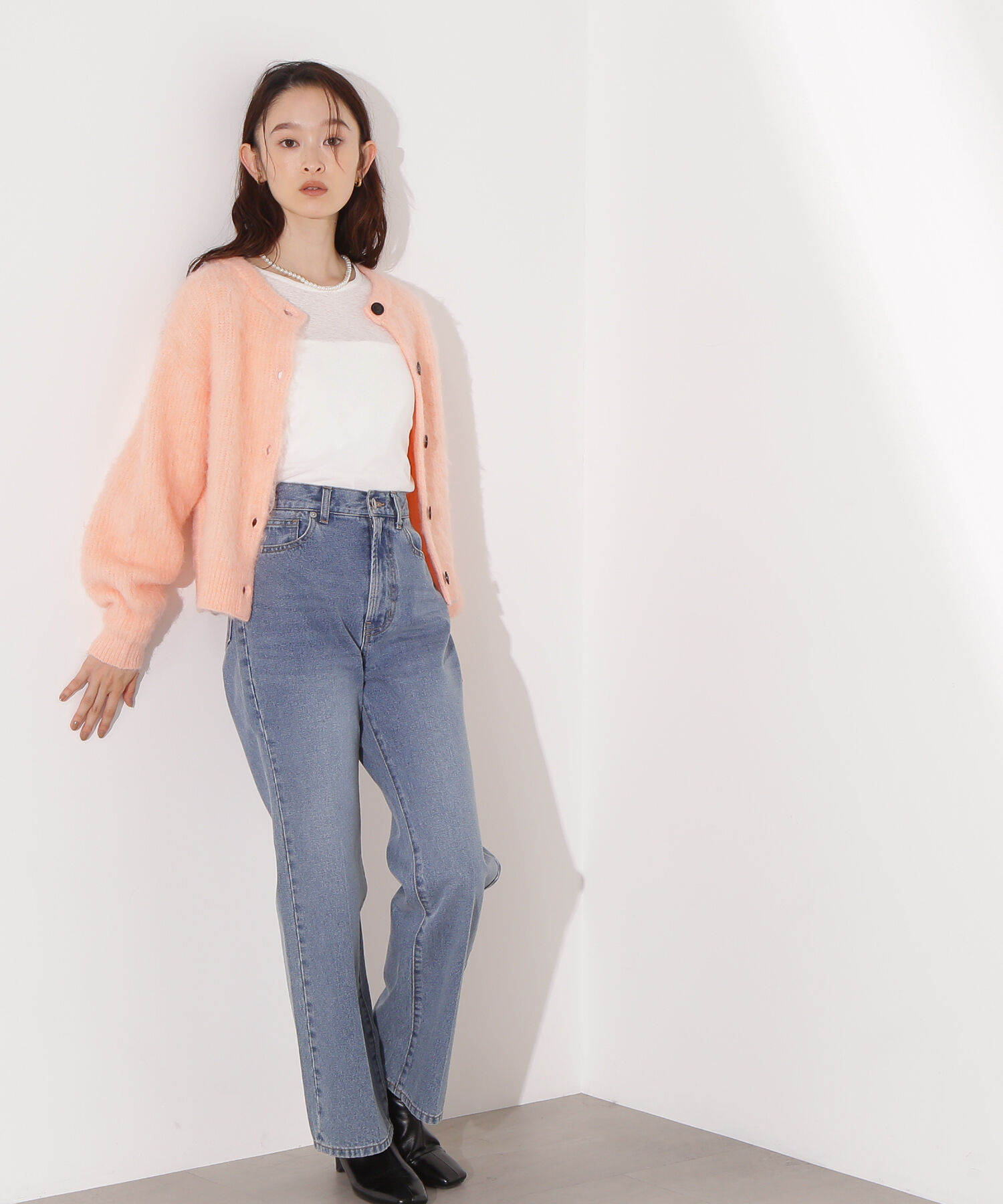  「クルーネックフェザーカーディガン」|ニット・セーター|