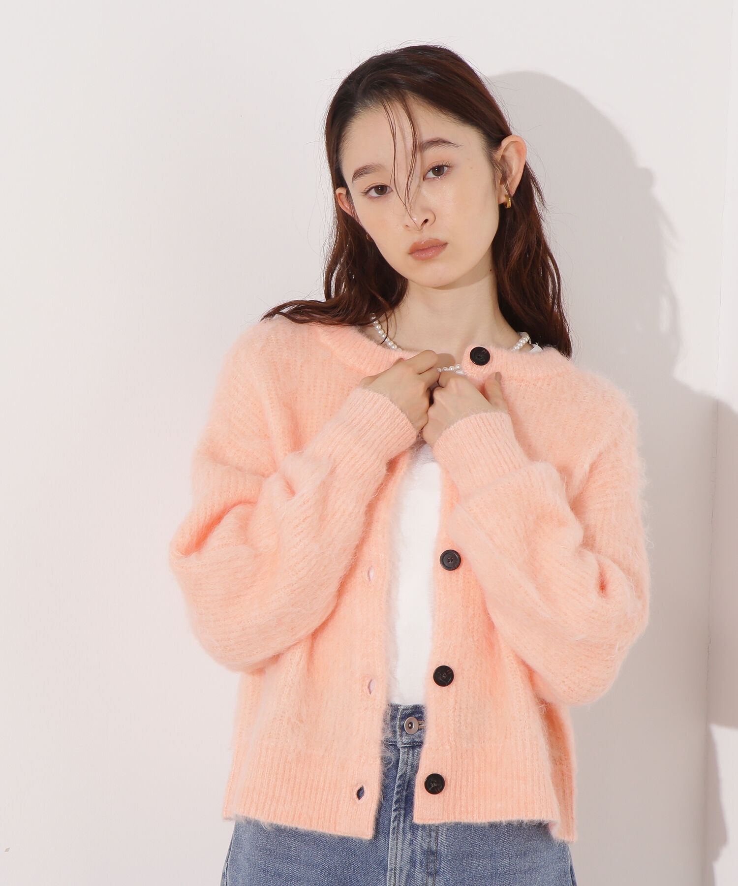  「クルーネックフェザーカーディガン」|ニット・セーター|