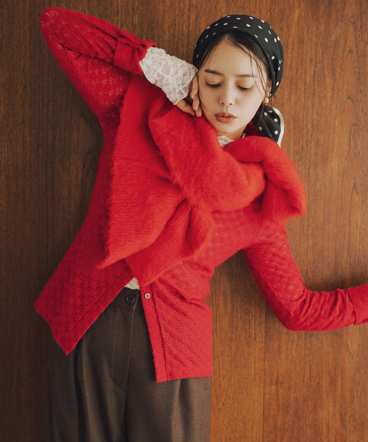  「クルーネックフェザーカーディガン」|ニット・セーター|