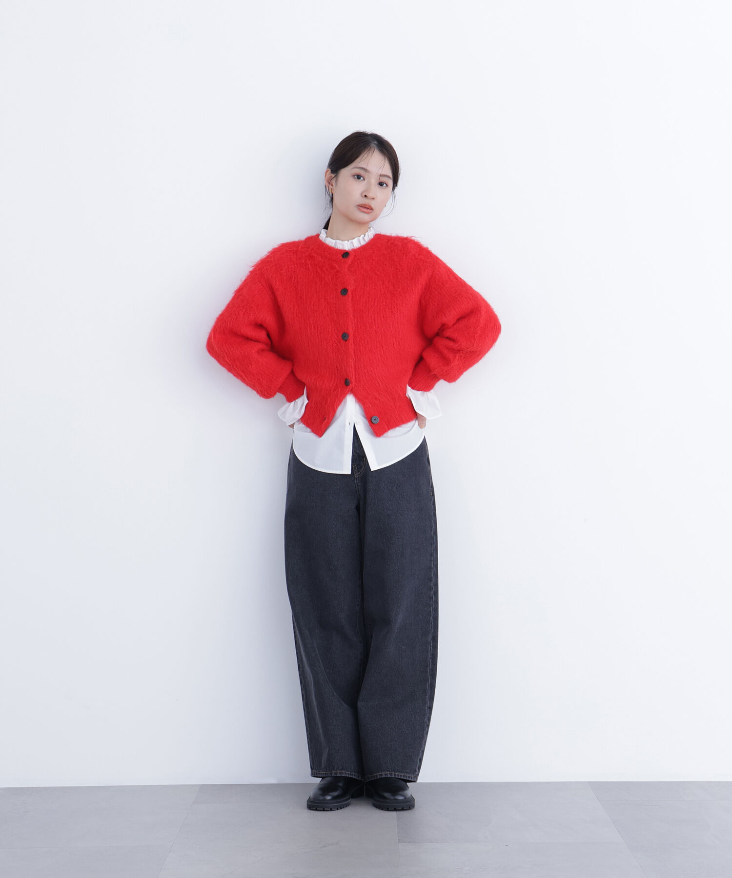  「クルーネックフェザーカーディガン」|ニット・セーター|