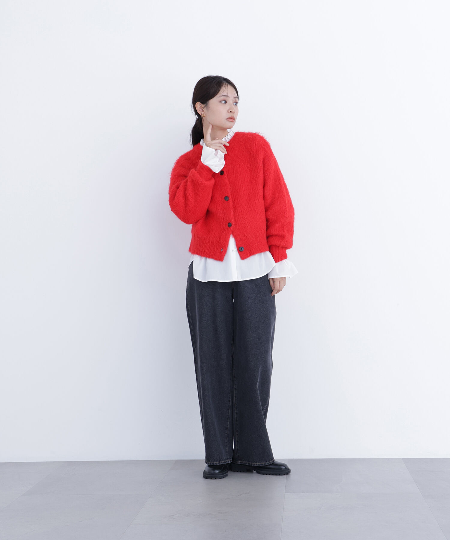  「クルーネックフェザーカーディガン」|ニット・セーター|