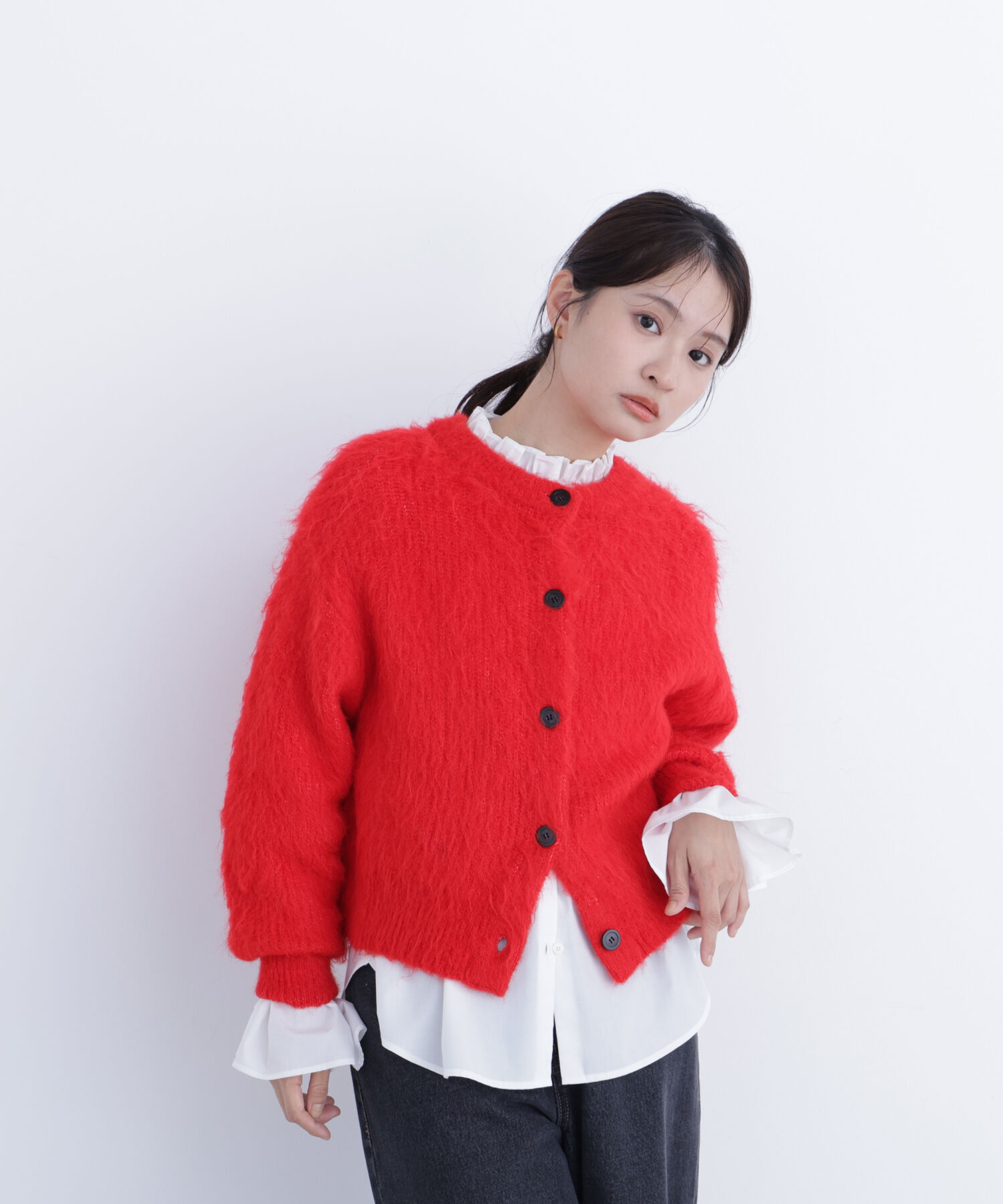  「クルーネックフェザーカーディガン」|ニット・セーター|