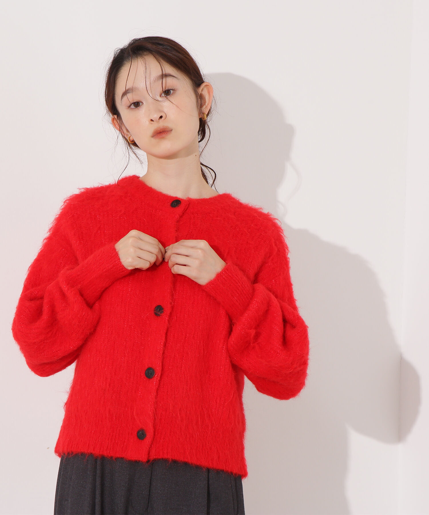  「クルーネックフェザーカーディガン」|ニット・セーター|