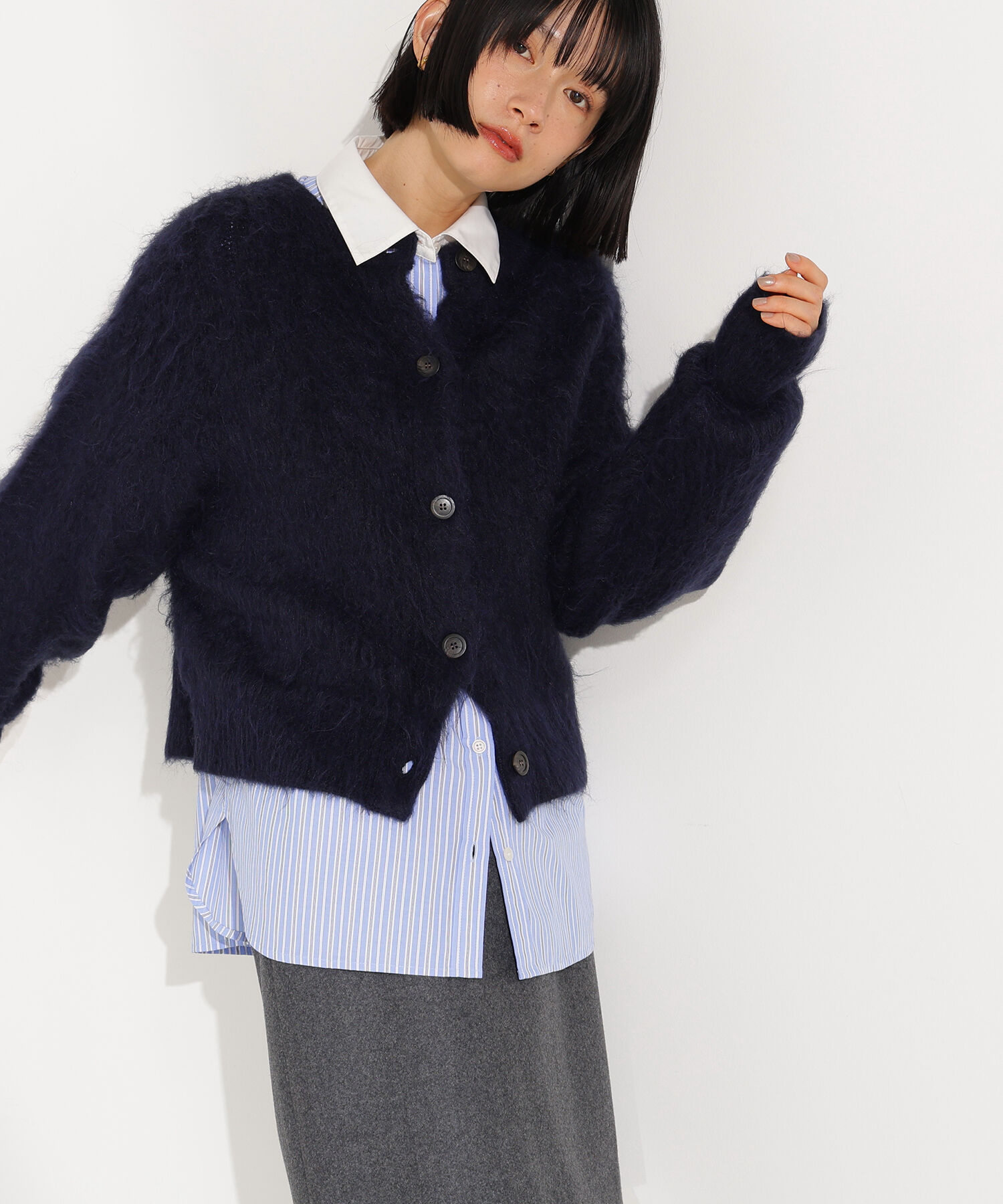  「クルーネックフェザーカーディガン」|ニット・セーター|