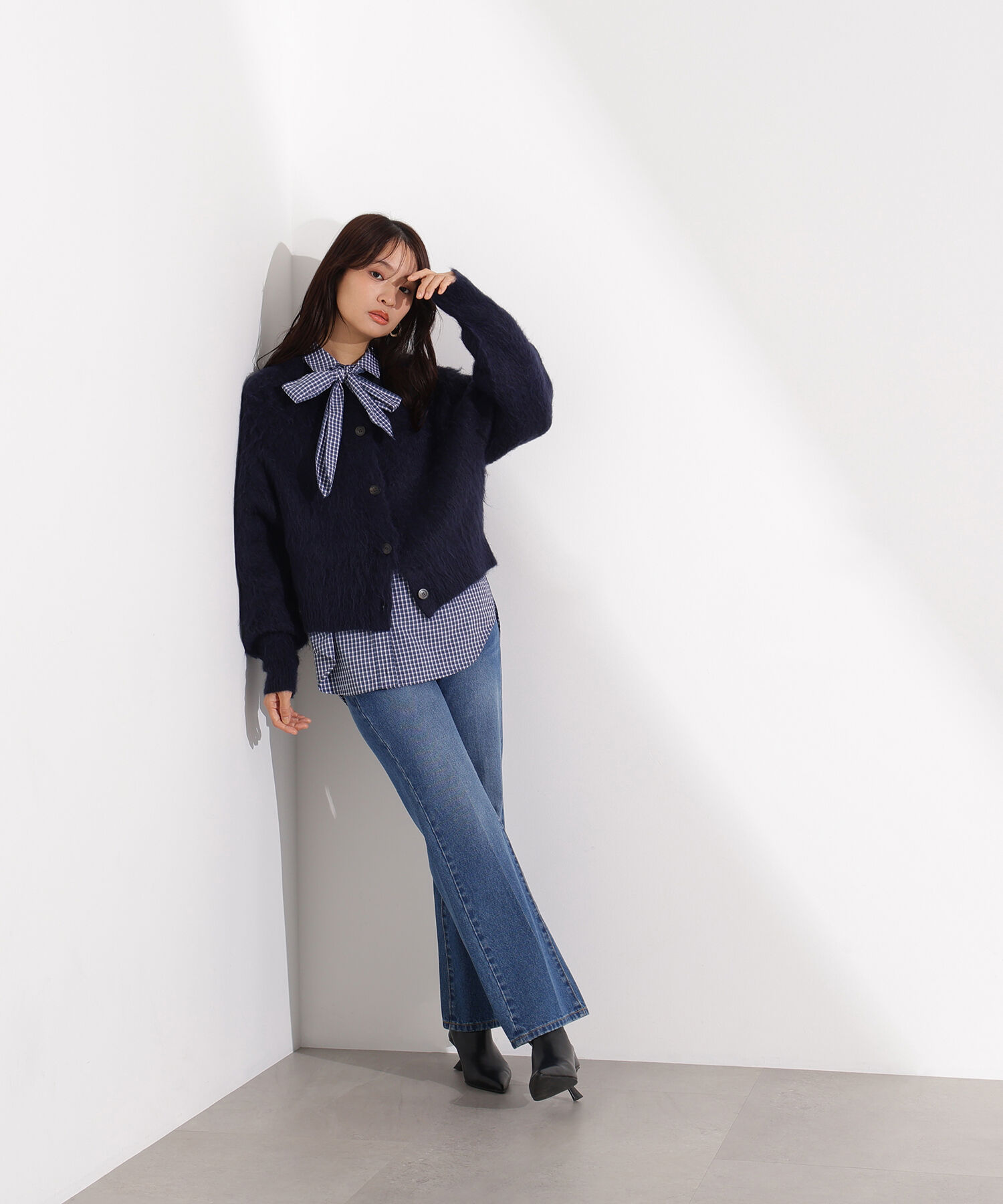  「クルーネックフェザーカーディガン」|ニット・セーター|