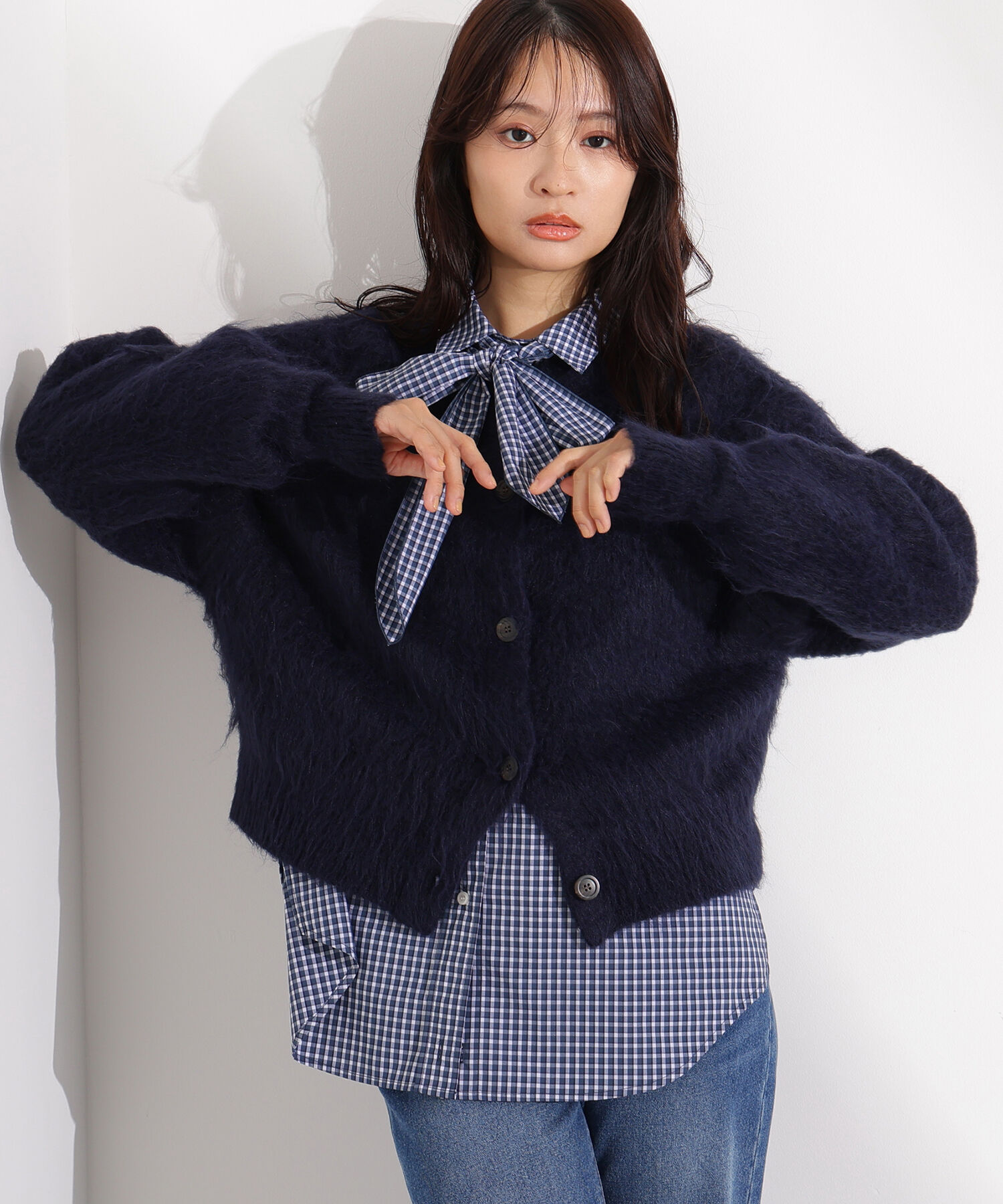  「クルーネックフェザーカーディガン」|ニット・セーター|