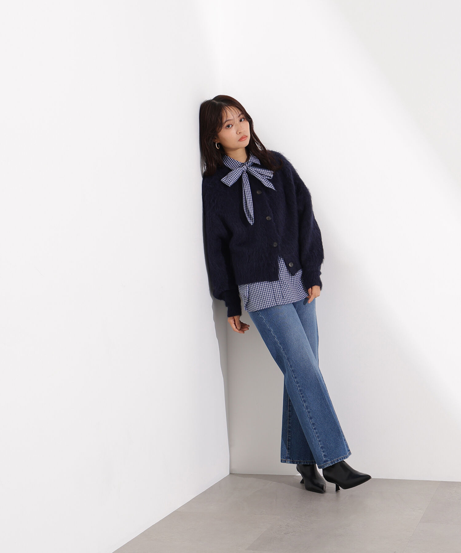  「クルーネックフェザーカーディガン」|ニット・セーター|