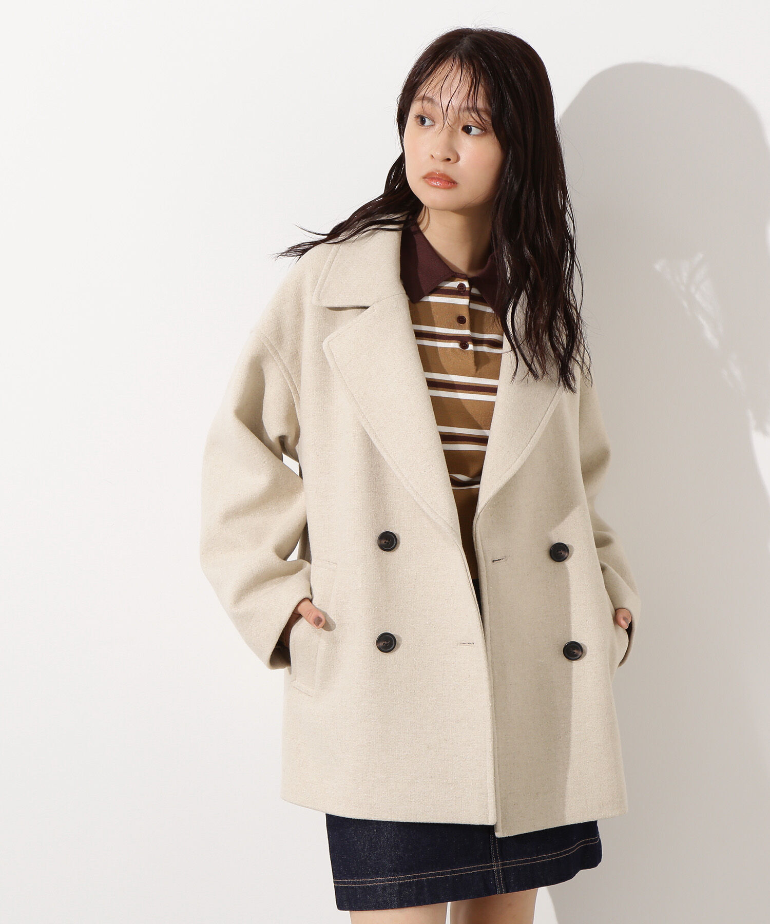  「ミドルPコート《ブラウン&times;ゴールドボタン：LUMINE・LUCUA・official site限定》」|ブルゾン・スタジャン|