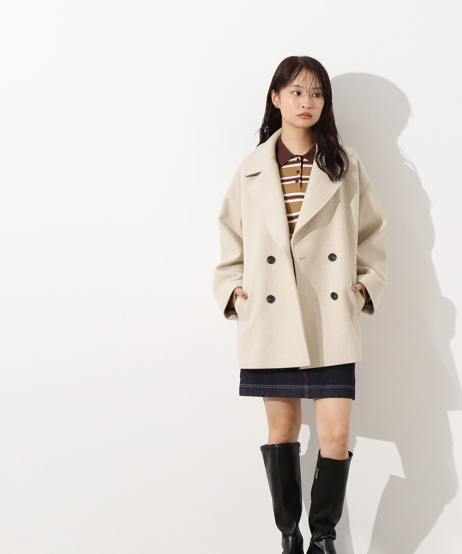  「ミドルPコート《ブラウン&times;ゴールドボタン：LUMINE・LUCUA・official site限定》」|ブルゾン・スタジャン|