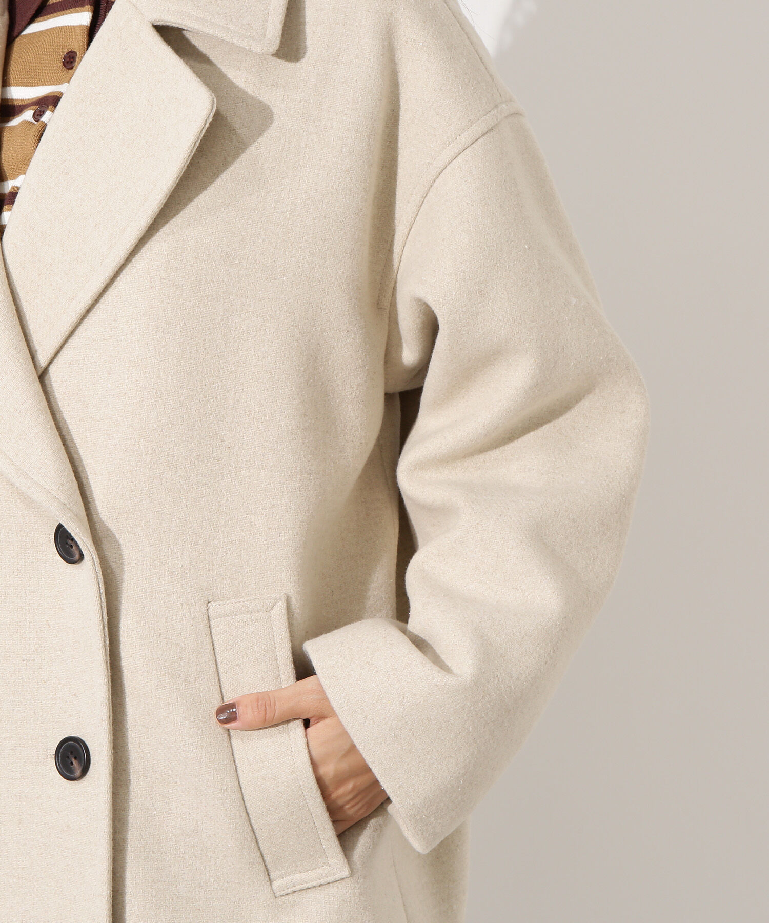  「ミドルPコート《ブラウン&times;ゴールドボタン：LUMINE・LUCUA・official site限定》」|ブルゾン・スタジャン|