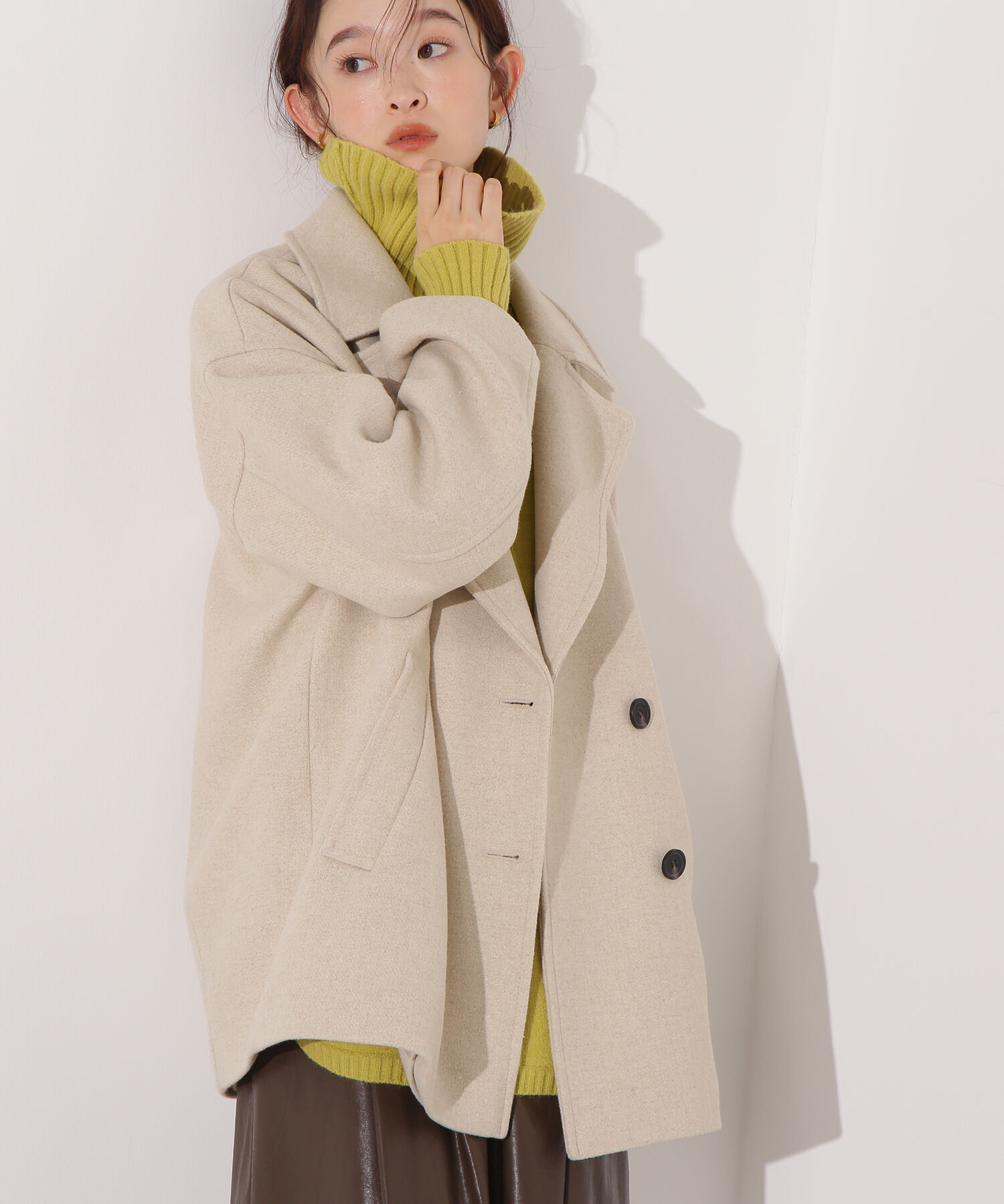  「ミドルPコート《ブラウン&times;ゴールドボタン：LUMINE・LUCUA・official site限定》」|ブルゾン・スタジャン|