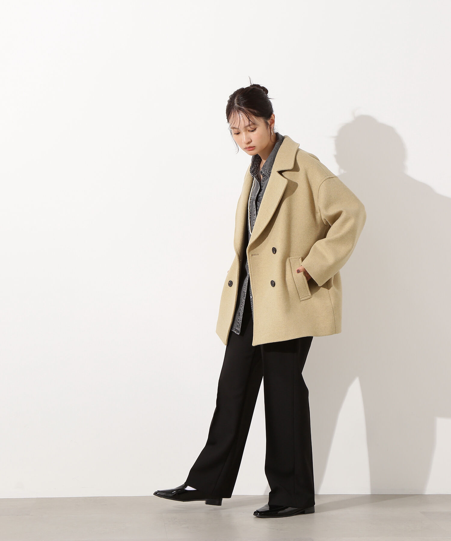  「ミドルPコート《ブラウン&times;ゴールドボタン：LUMINE・LUCUA・official site限定》」|ブルゾン・スタジャン|