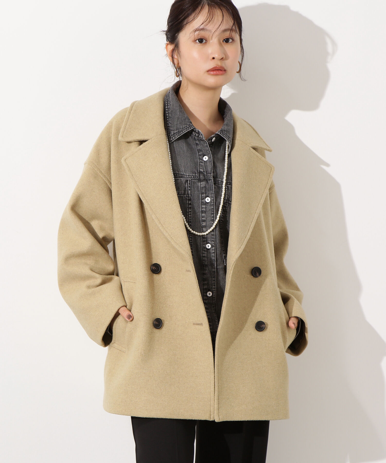  「ミドルPコート《ブラウン&times;ゴールドボタン：LUMINE・LUCUA・official site限定》」|ブルゾン・スタジャン|