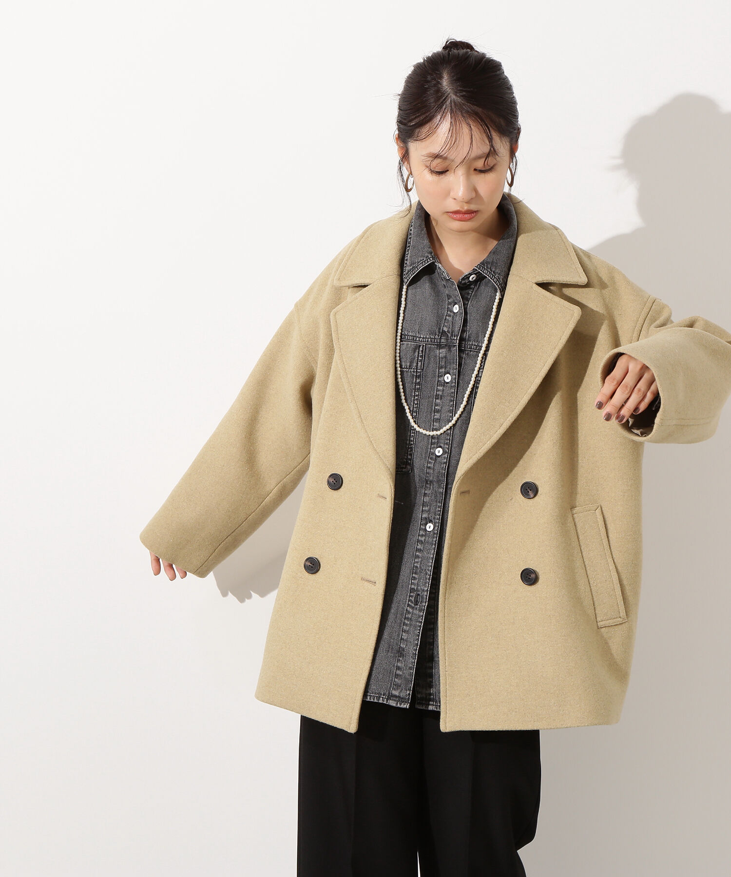  「ミドルPコート《ブラウン&times;ゴールドボタン：LUMINE・LUCUA・official site限定》」|ブルゾン・スタジャン|