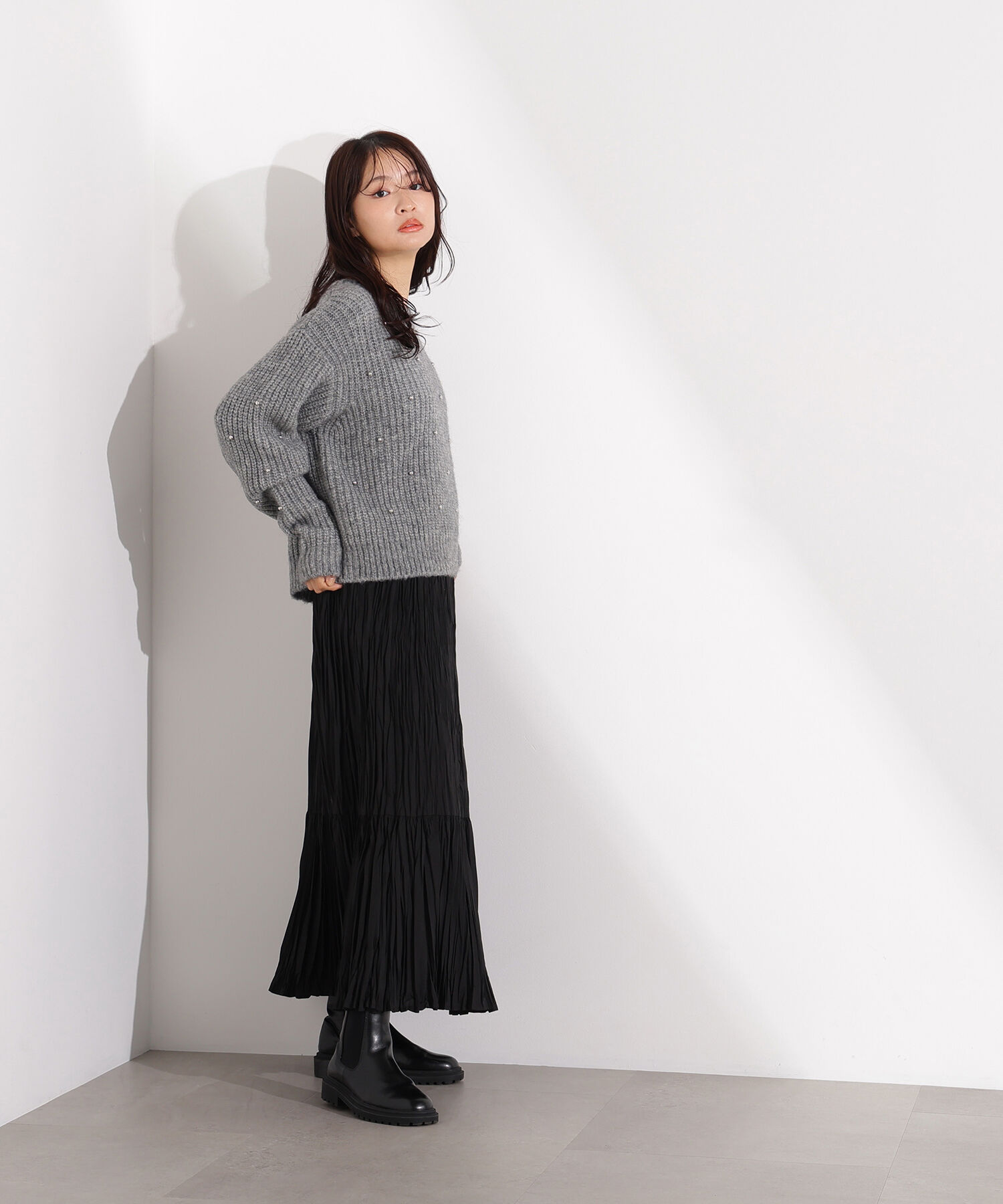  「スタッズ畦ニット」|ニット・セーター|