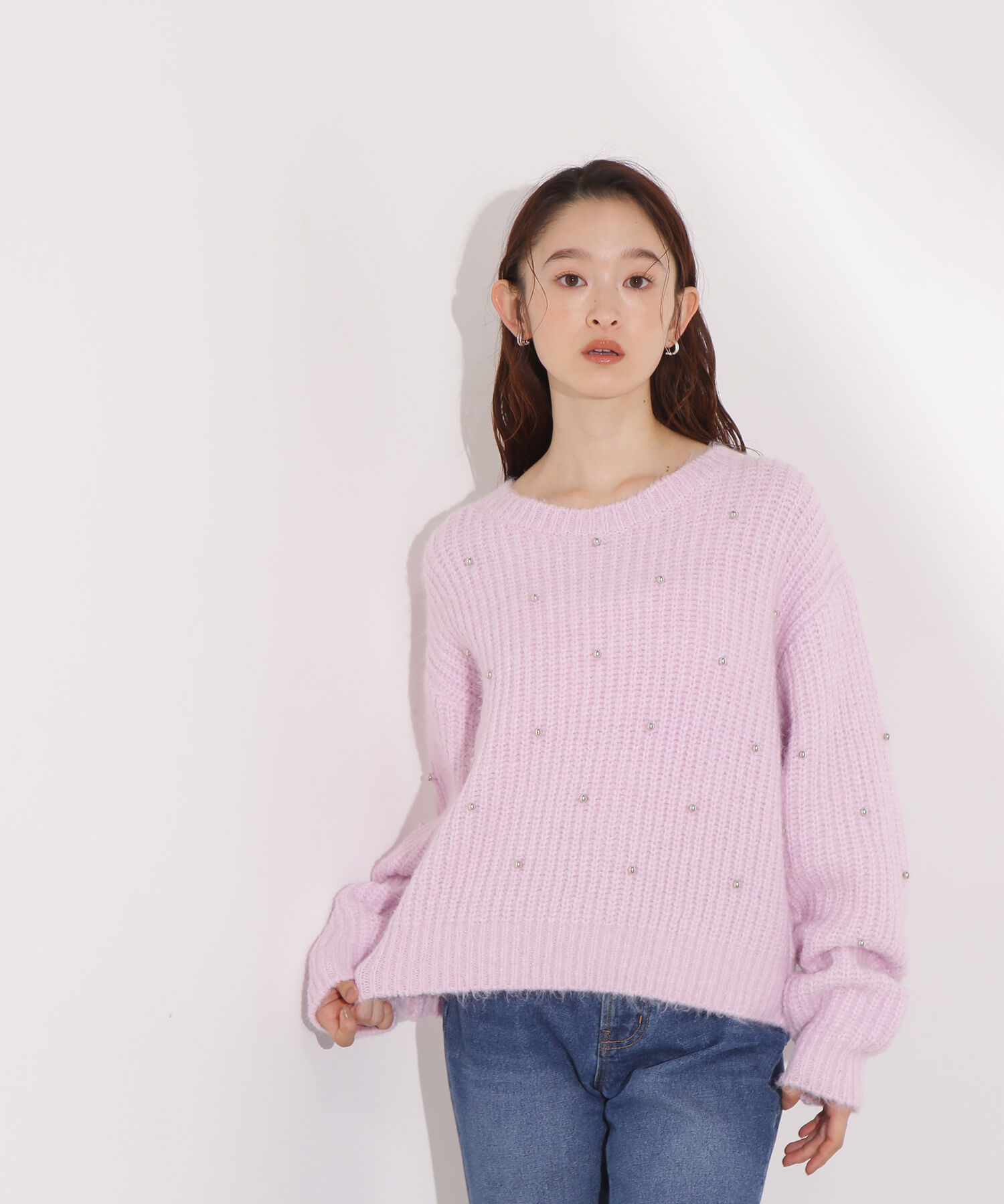  「スタッズ畦ニット」|ニット・セーター|