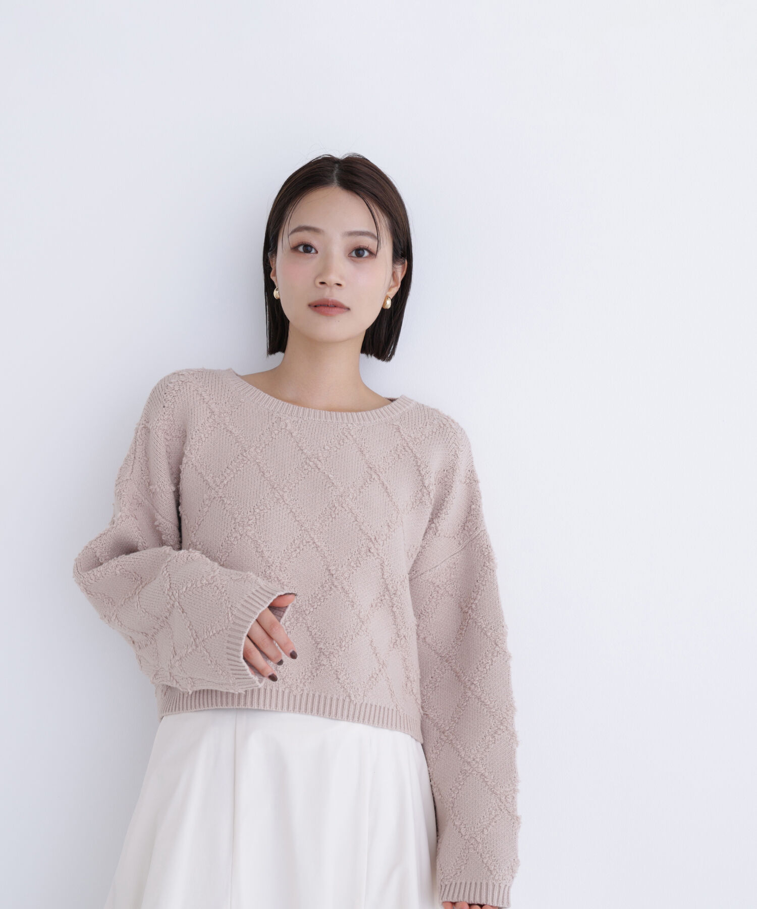  「ダイヤ柄クロップドニット」|ニット・セーター|