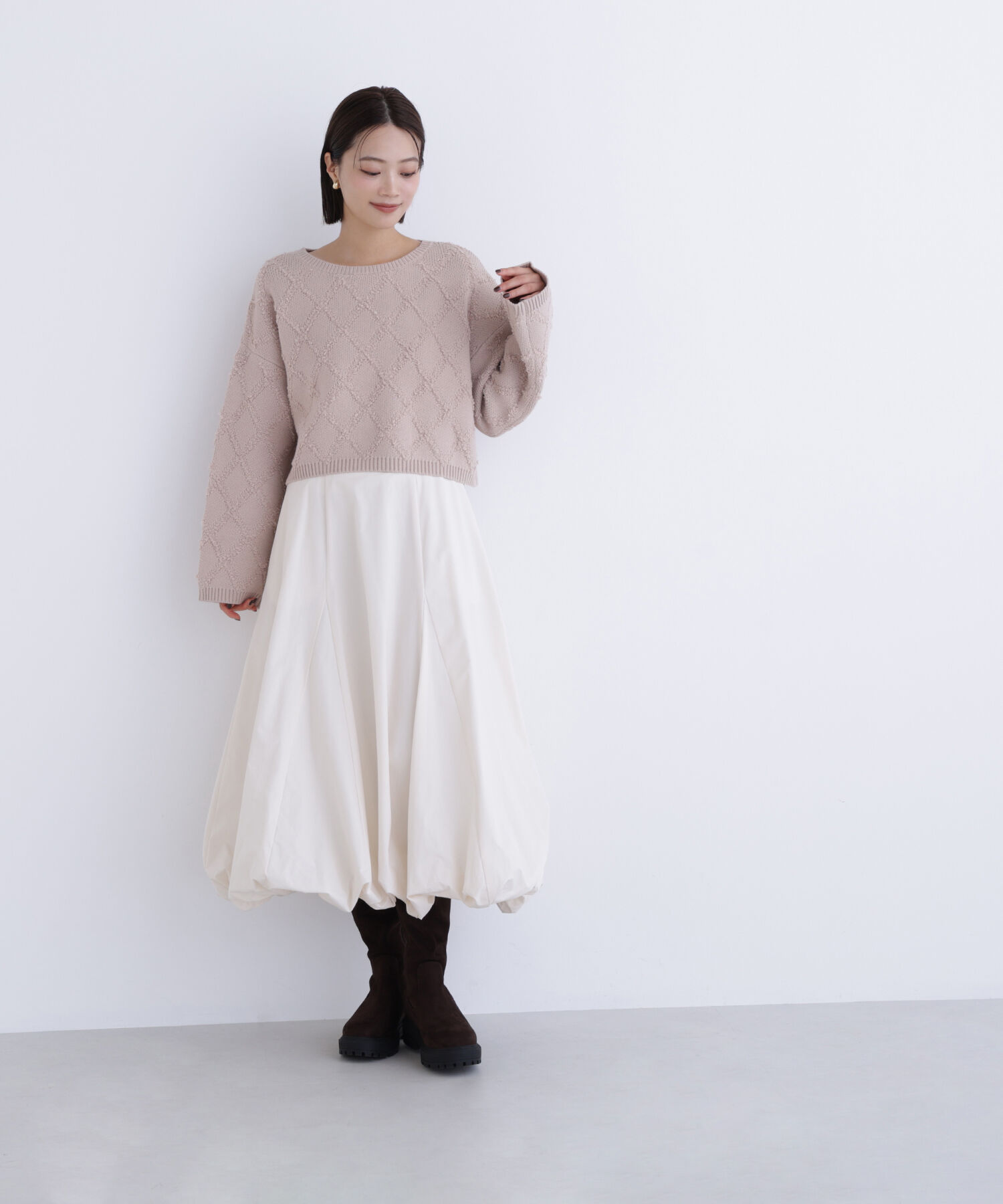  「ダイヤ柄クロップドニット」|ニット・セーター|