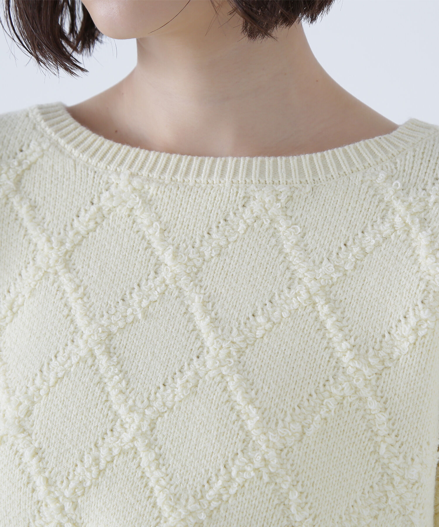  「ダイヤ柄クロップドニット」|ニット・セーター|