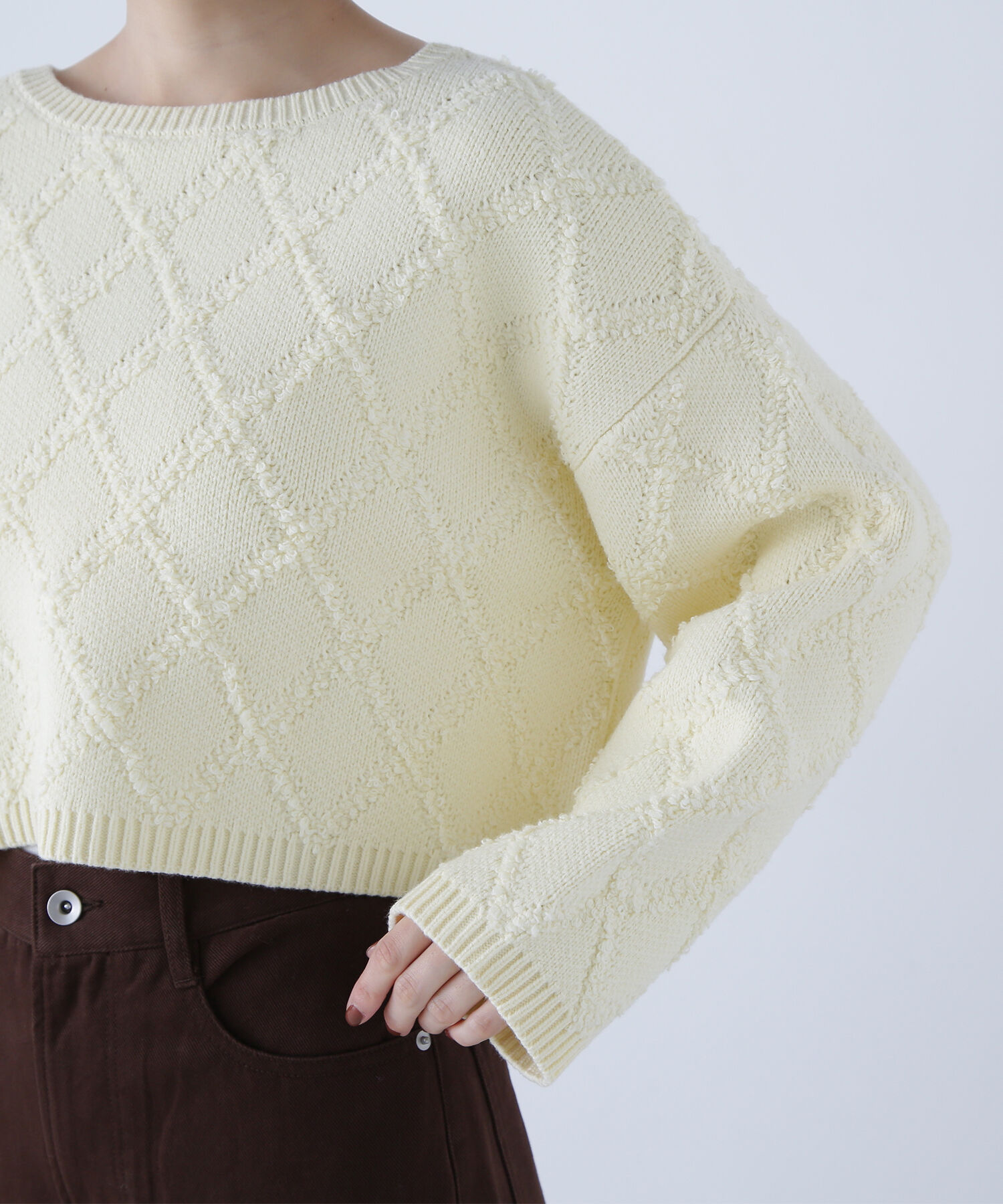  「ダイヤ柄クロップドニット」|ニット・セーター|