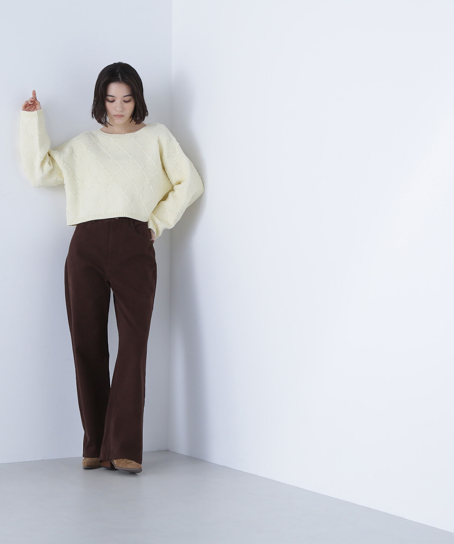  「ダイヤ柄クロップドニット」|ニット・セーター|