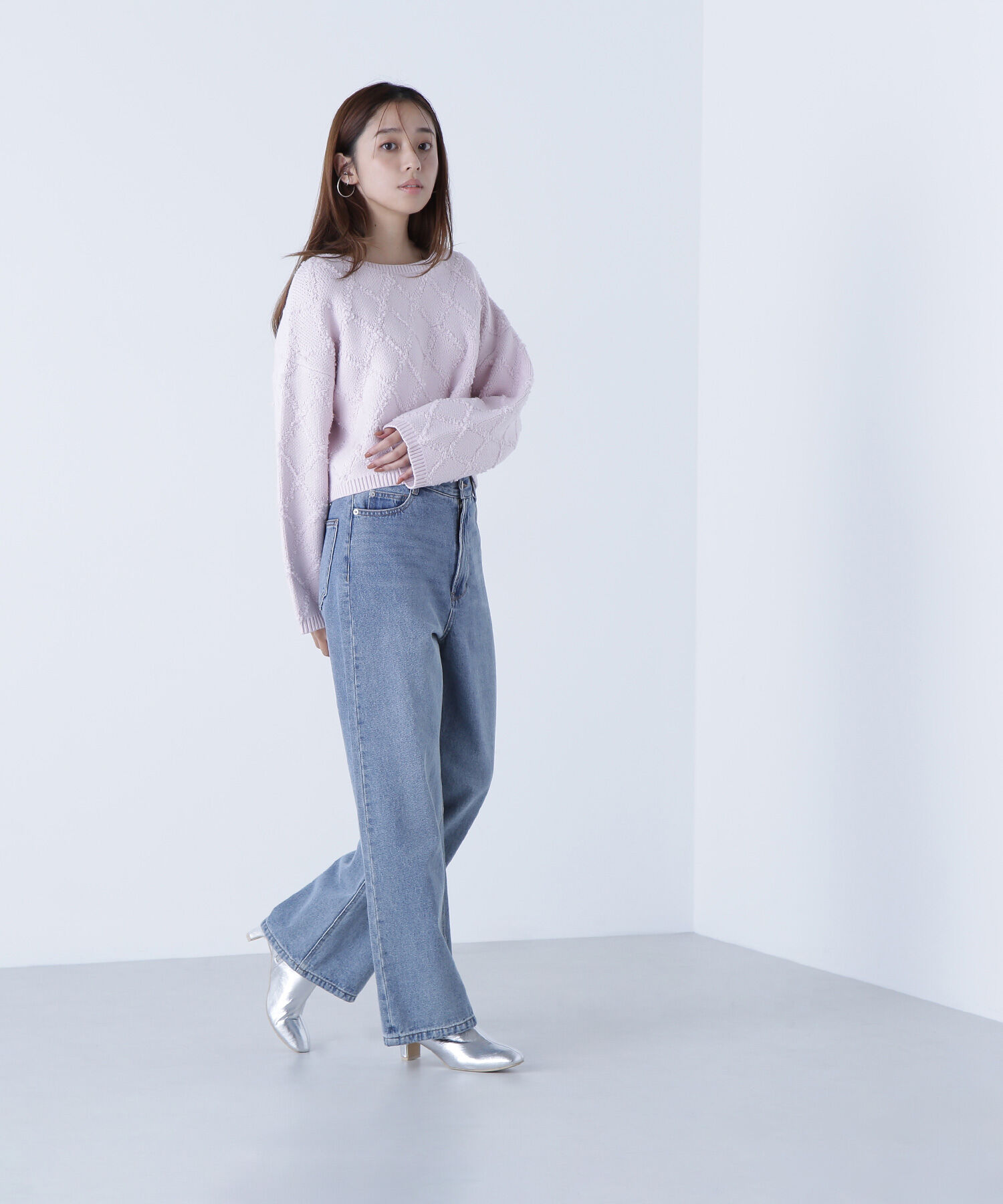  「ダイヤ柄クロップドニット」|ニット・セーター|