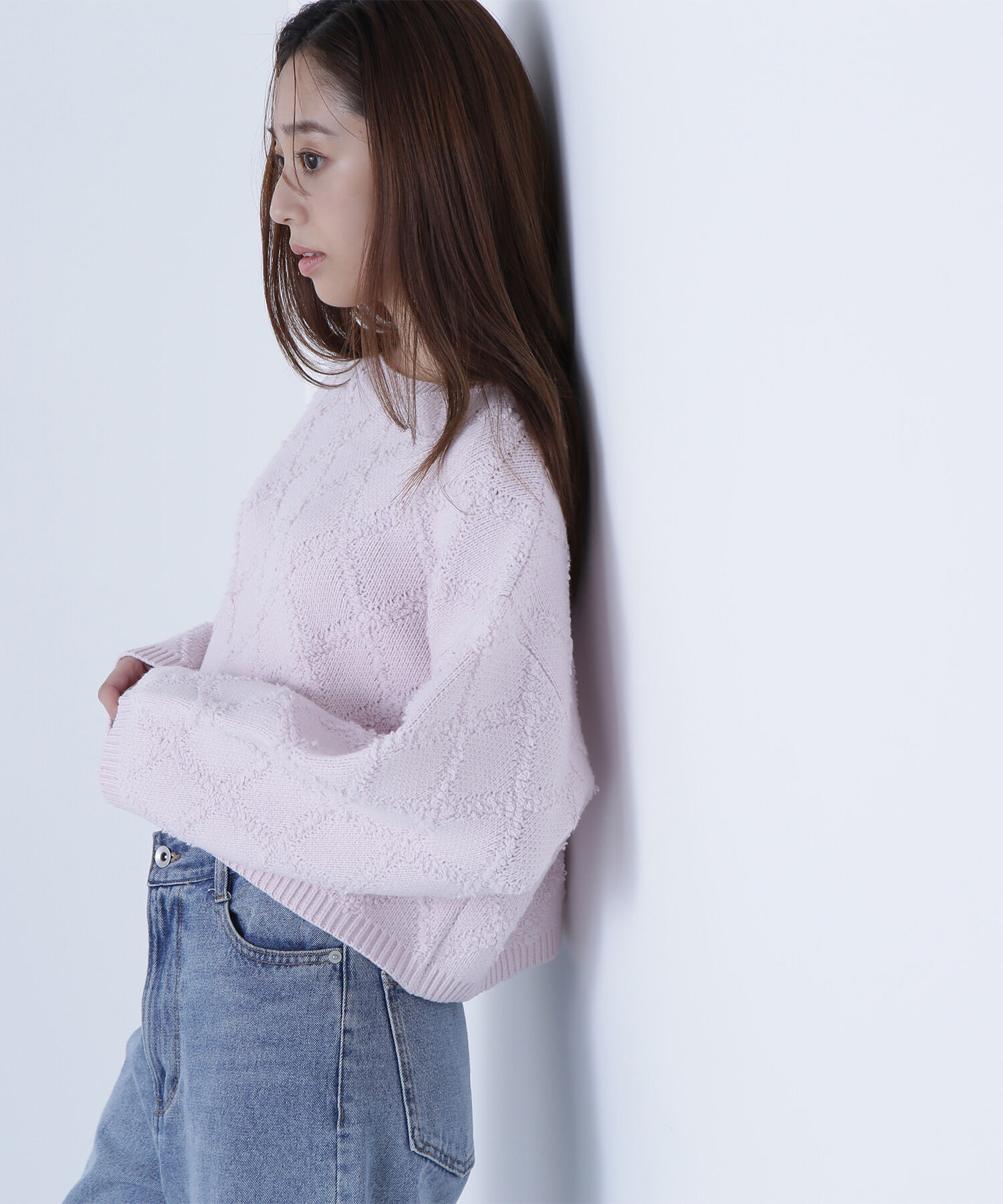  「ダイヤ柄クロップドニット」|ニット・セーター|