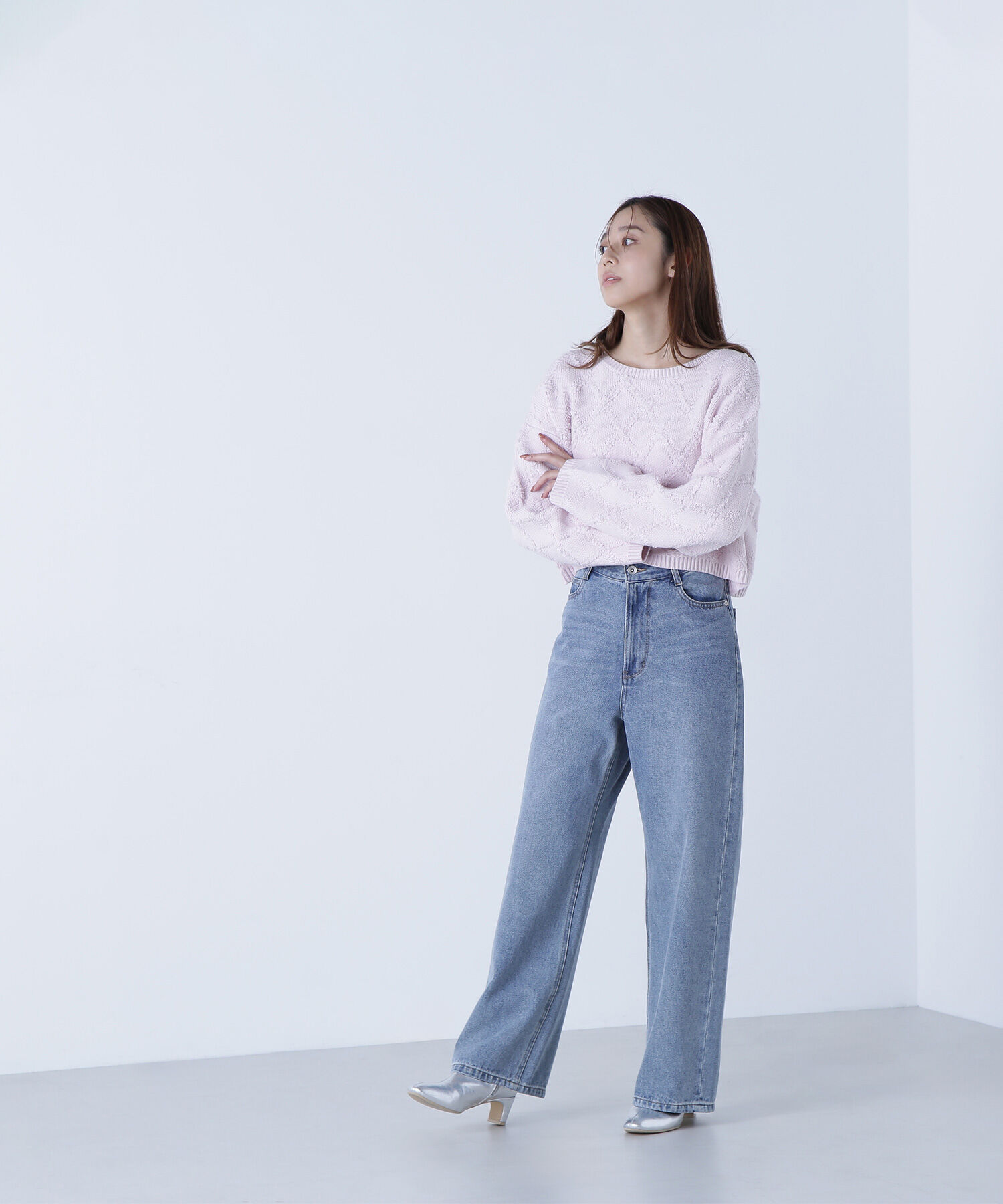  「ダイヤ柄クロップドニット」|ニット・セーター|