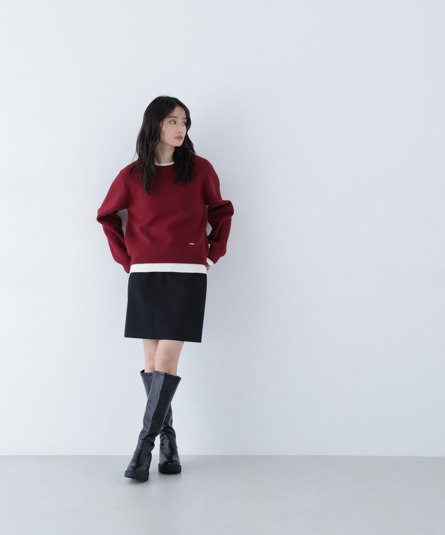  「ミニフェザーレイヤードライクニット」|ニット・セーター|