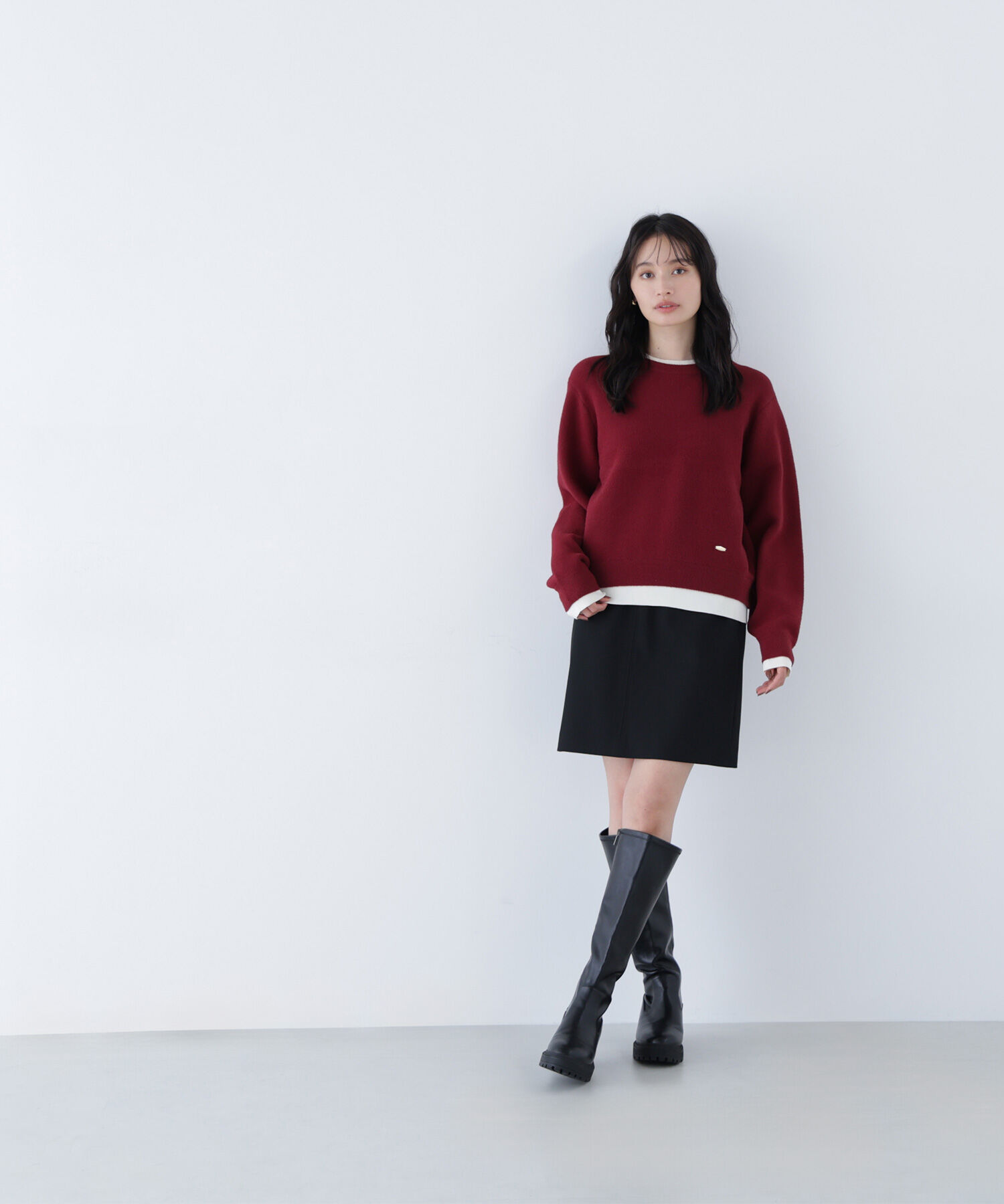  「ミニフェザーレイヤードライクニット」|ニット・セーター|