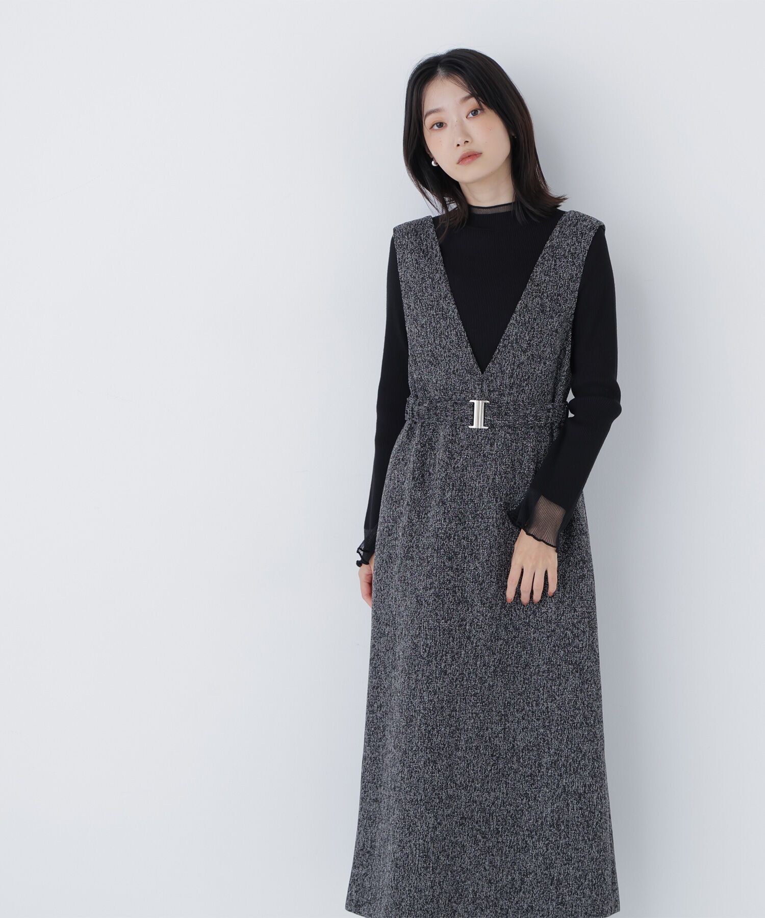  「ベルト付Vネックジャンスカ」|ワンピース|