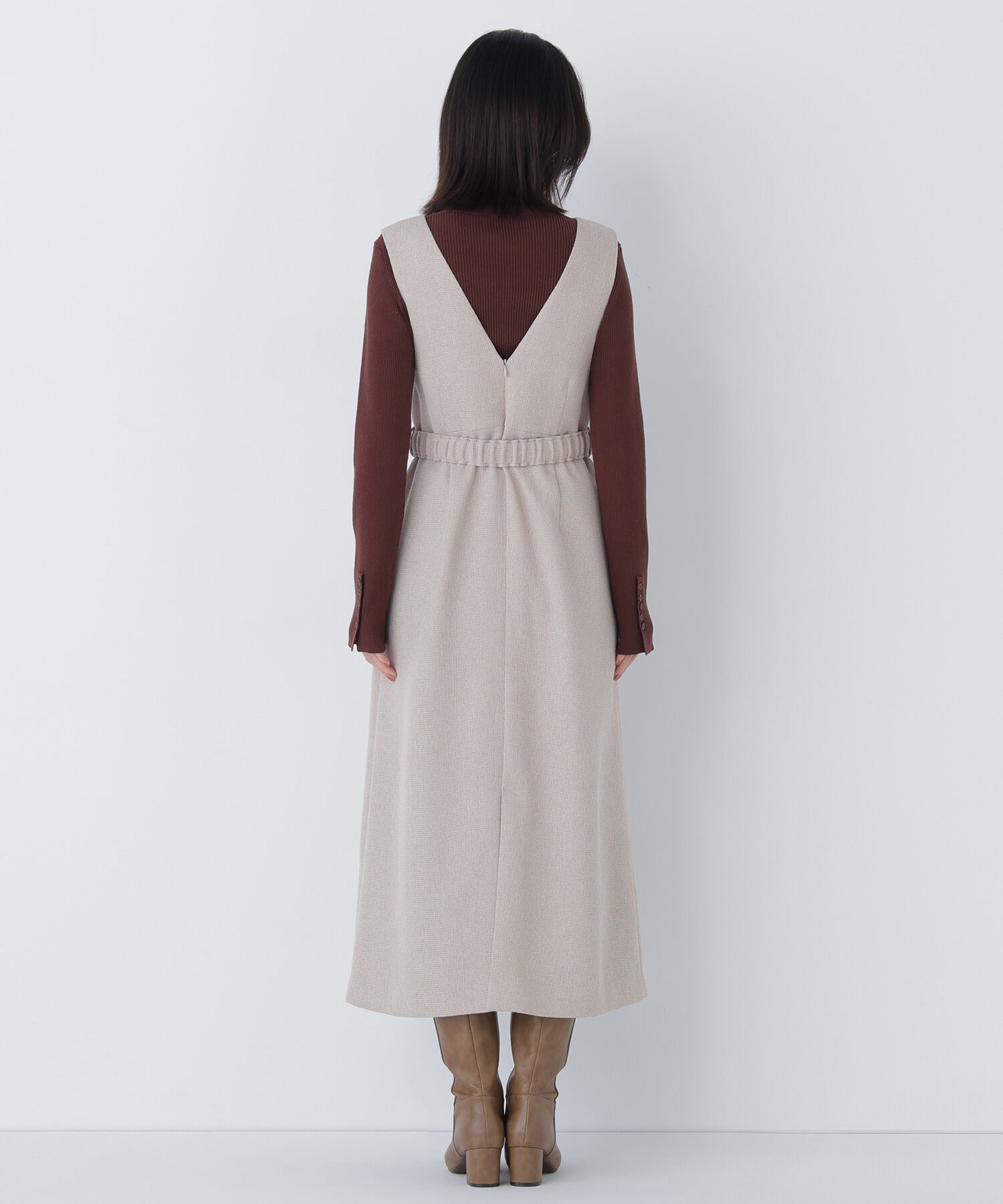  「ベルト付Vネックジャンスカ」|ワンピース|