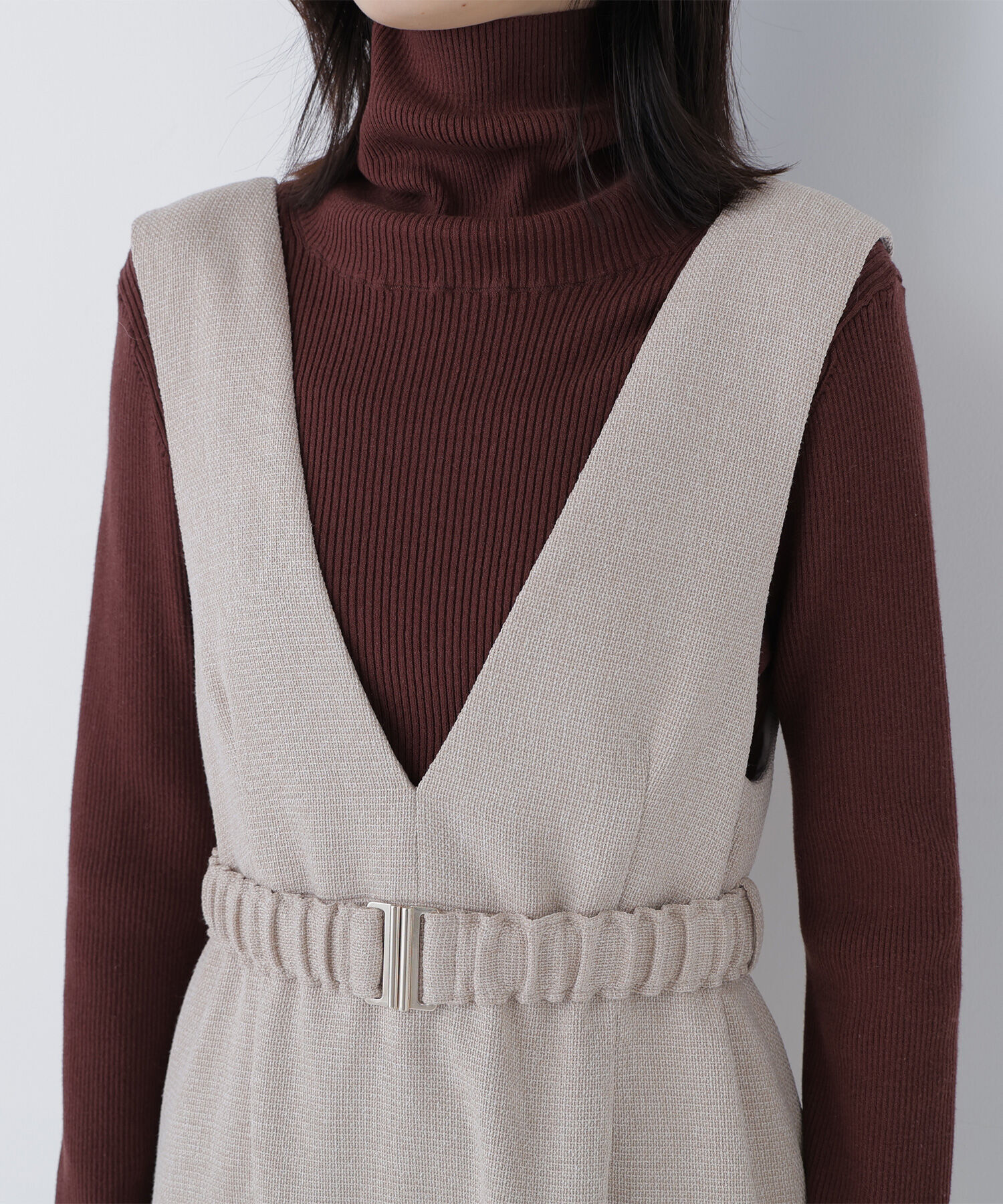  「ベルト付Vネックジャンスカ」|ワンピース|